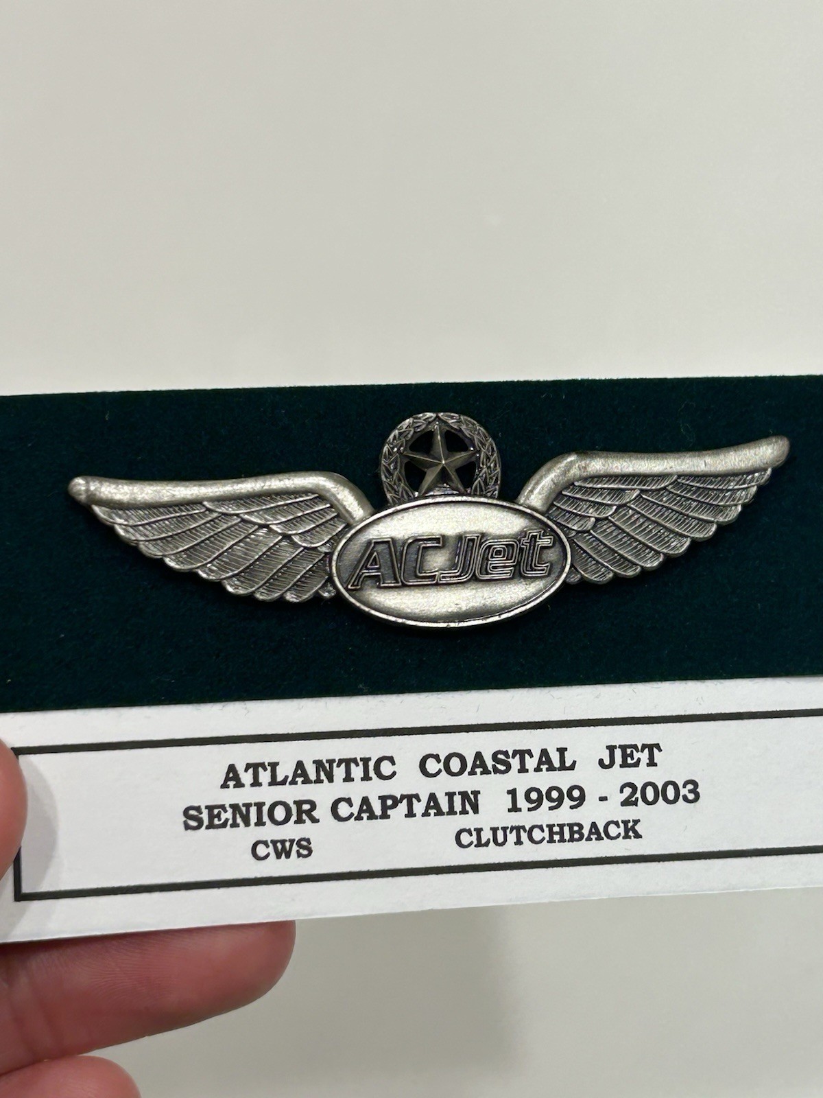 Vintage Atlantic Coastal Jet Senior Captain Wings 3” Badge CWS Insignia