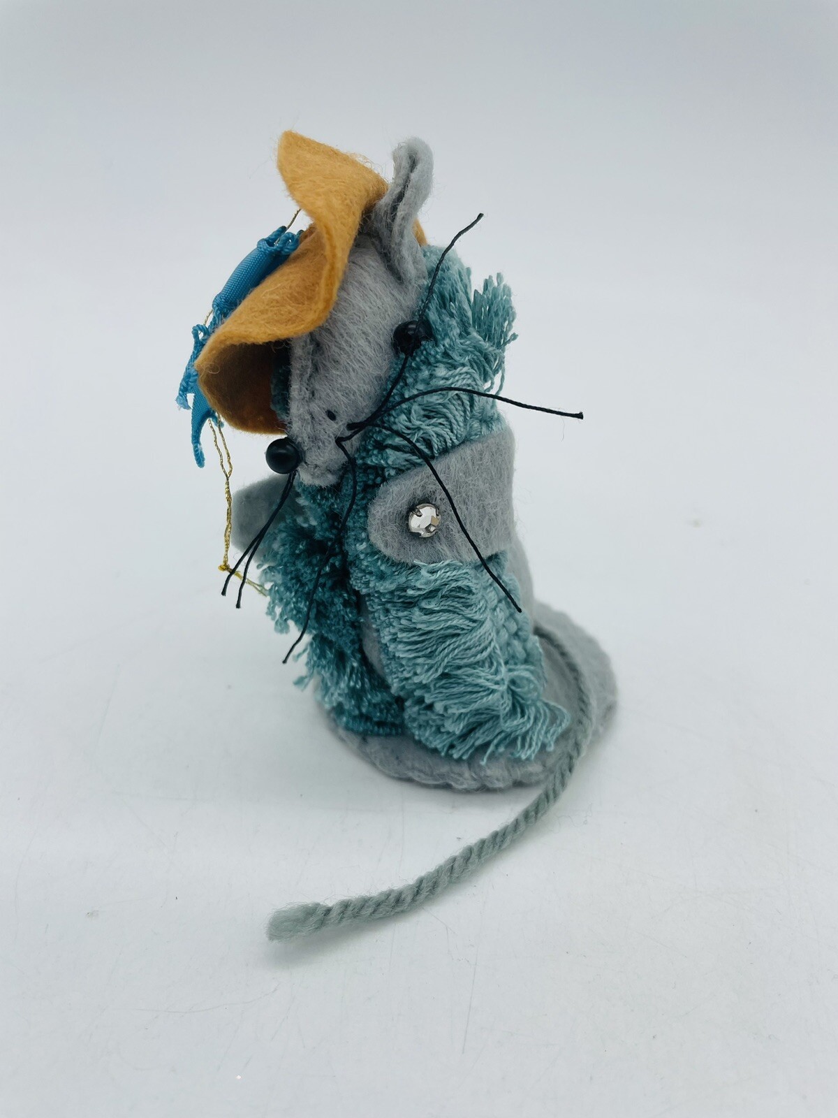 Vintage Handmade Felt Christmas Mouse Ornament Fancy Lady