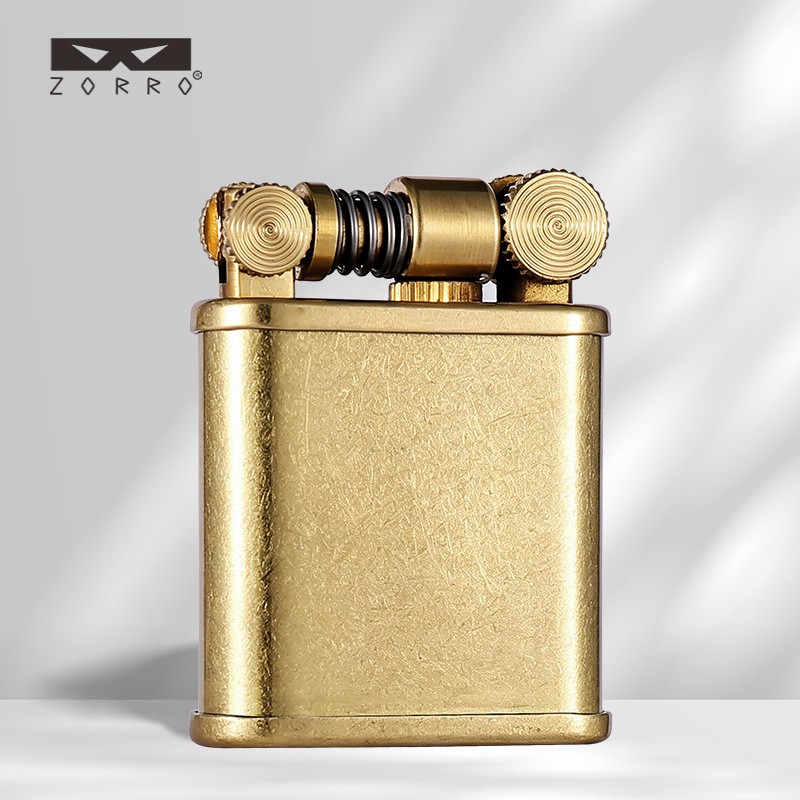 ZORRO Raw Copper Plain Tilt-Head Kerosene Lighter, Windproof Pocket Collectible