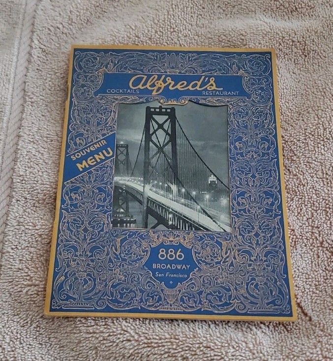 Vintage 1950s Alfred’s Steakhouse San Francisco Souvenir Menu 886 Broadway Vintage 1950s Alfred’s Steakhouse San Francisco Souvenir Menu 886 Broadway
