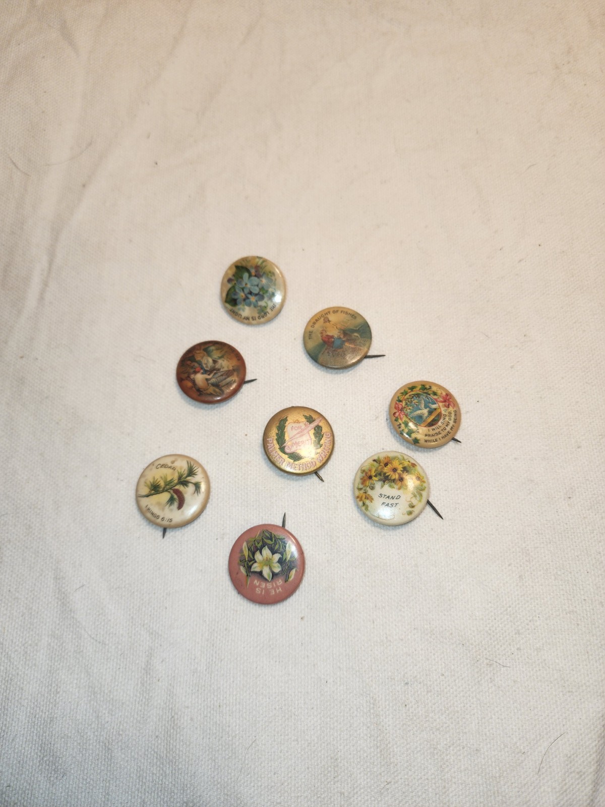 Antique Advertising Religious Pins Set Of 8 Different Companies See Description Antique Advertising Religious Pins Set Of 8 Different Companies See Description