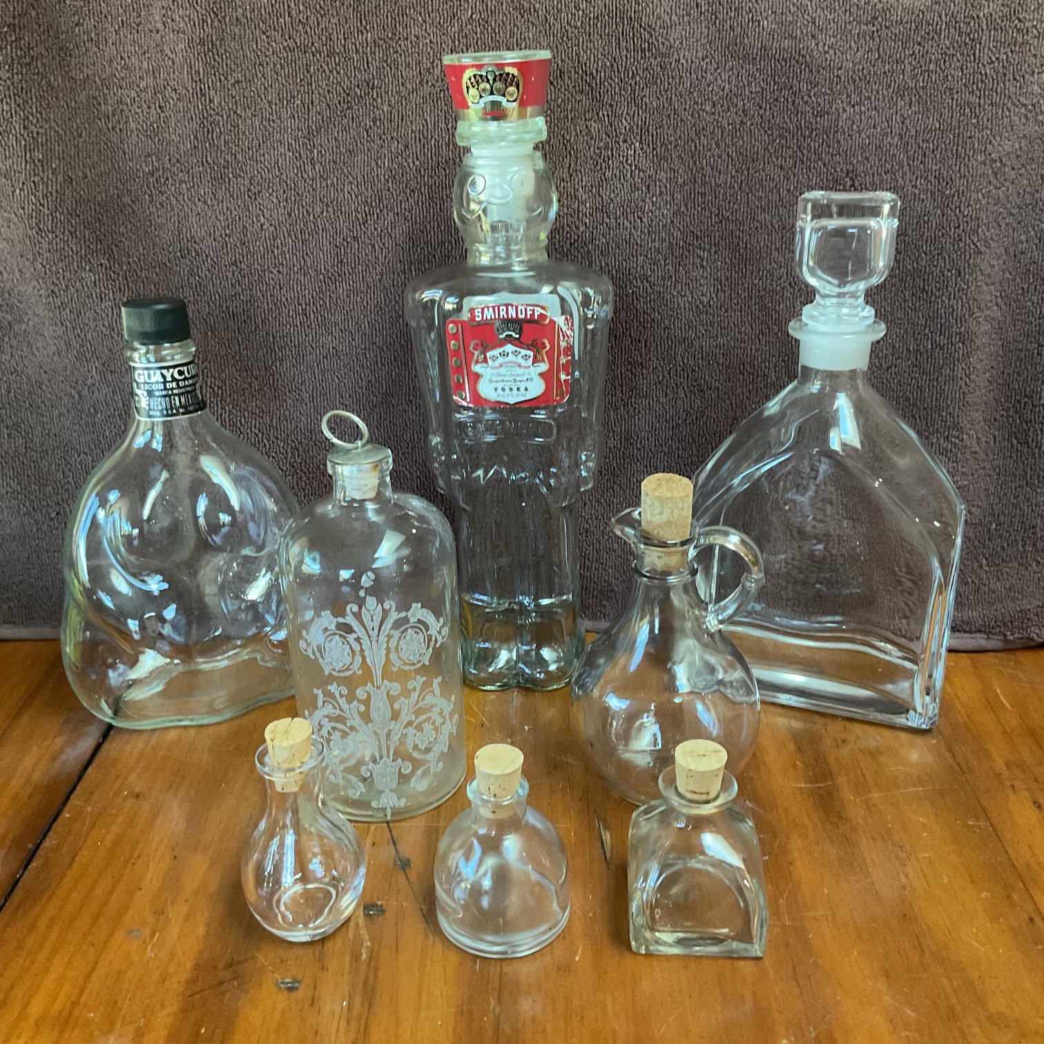 Vintage Glass Bottle Collection Lot of 8 Decanter Cruet Corked Decorative Bottle Vintage Glass Bottle Collection Lot of 8 Decanter Cruet Corked Decorative Bottle