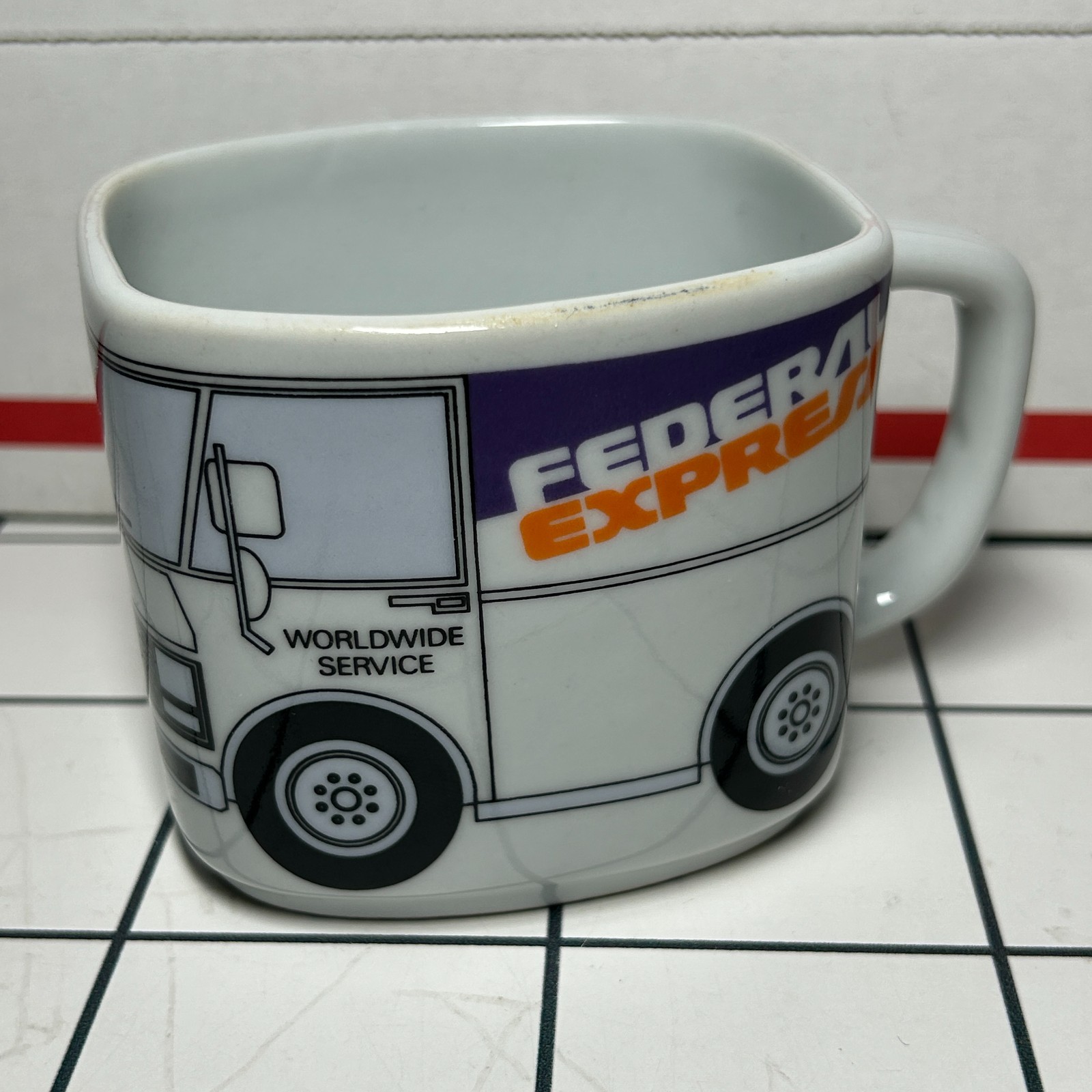 VTG FedEx Federal Express Coffee Mug Cup Service Delivery Truck Vintage