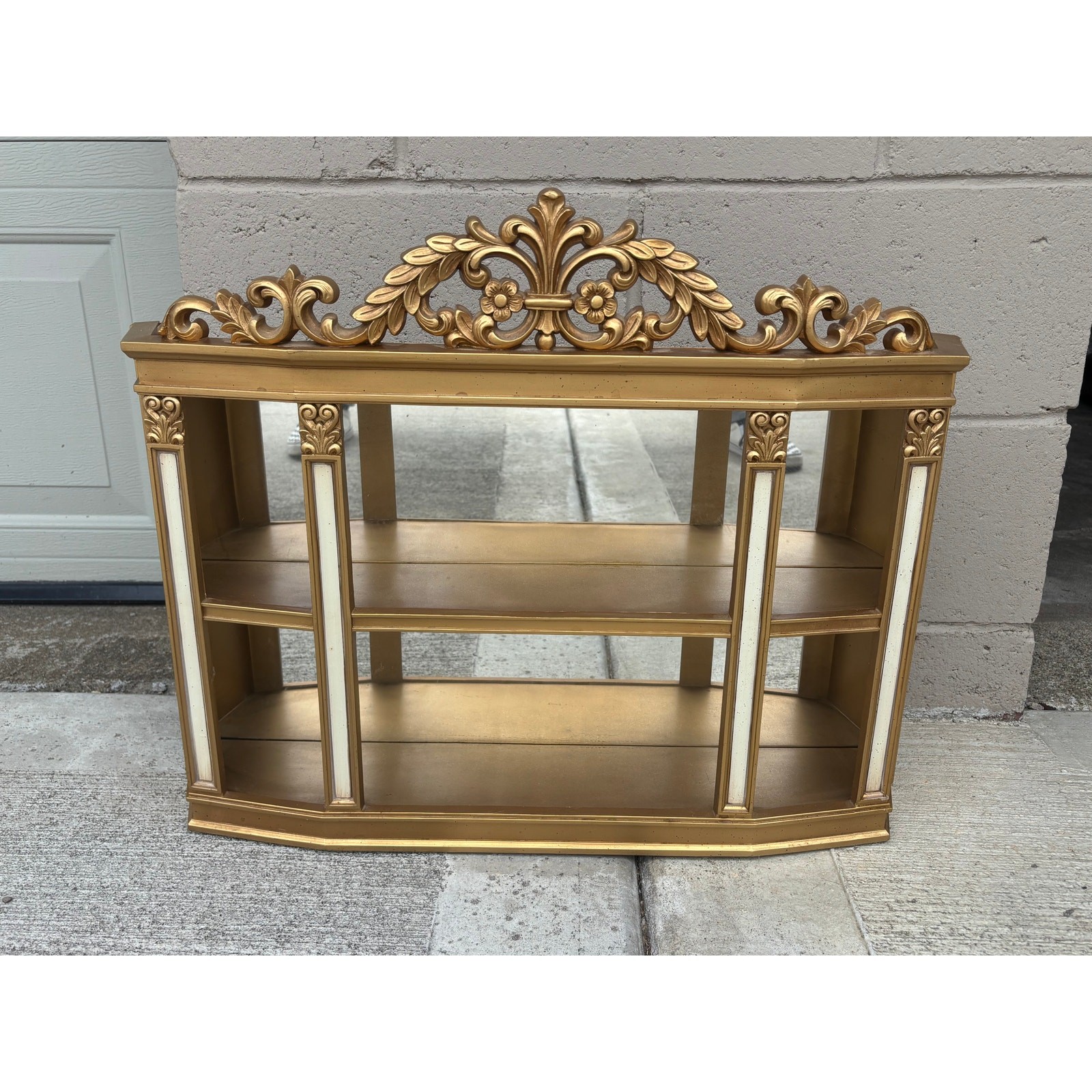 Vintage Large SYROCO Mirrored Curio Shelf #3602 Hollywood Regency Wall Hanging