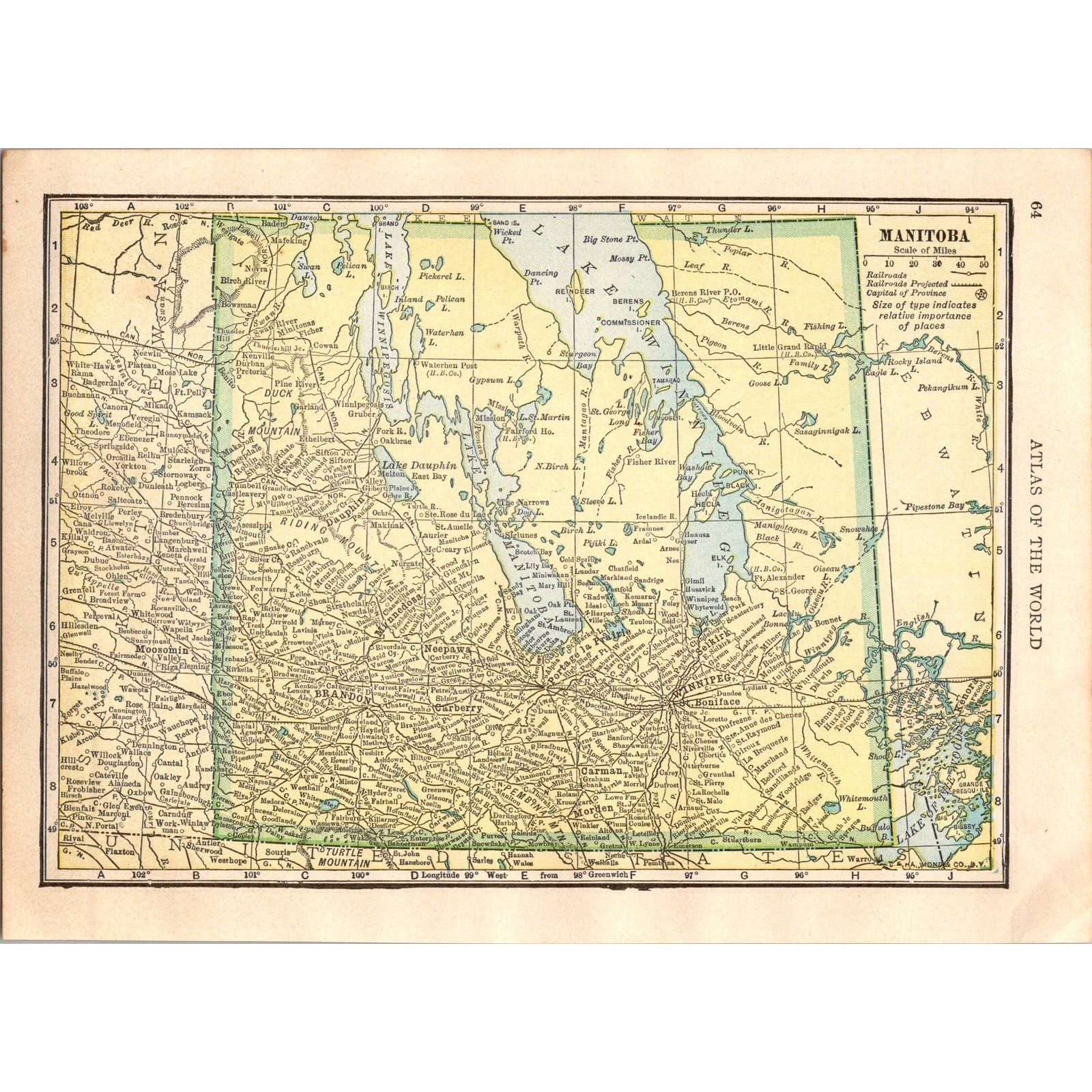 Vintage Map of Manitoba and Ontario 1910 Map SL1