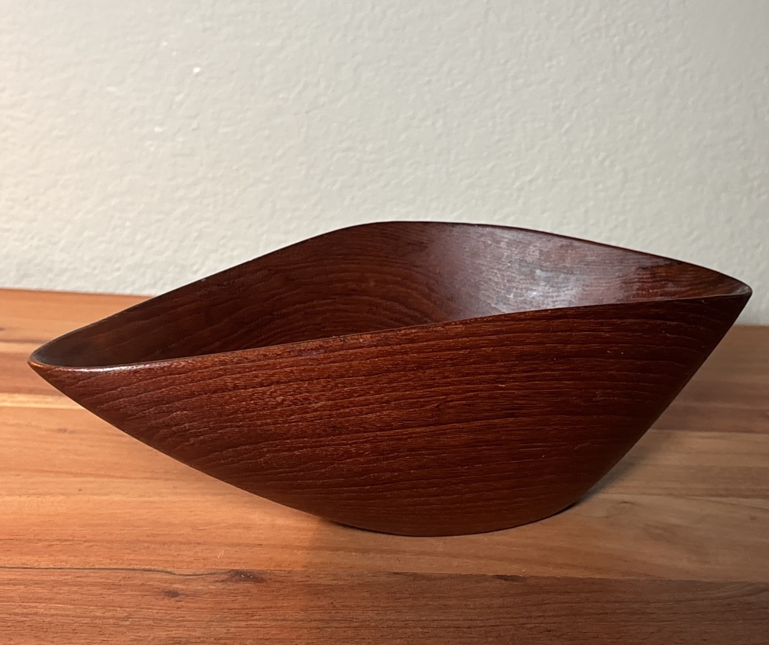 MCM Digsmed Denmark Teak Wood Leaf Serving Bowl Vintage Signed Danish Modern 60s
