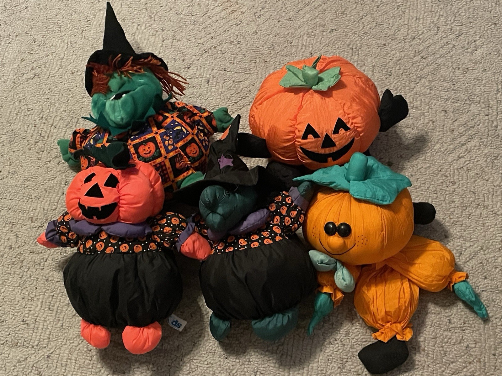 Vintage 90\'s Halloween Witch Pumpkin Parachute Plush Decoration Lot