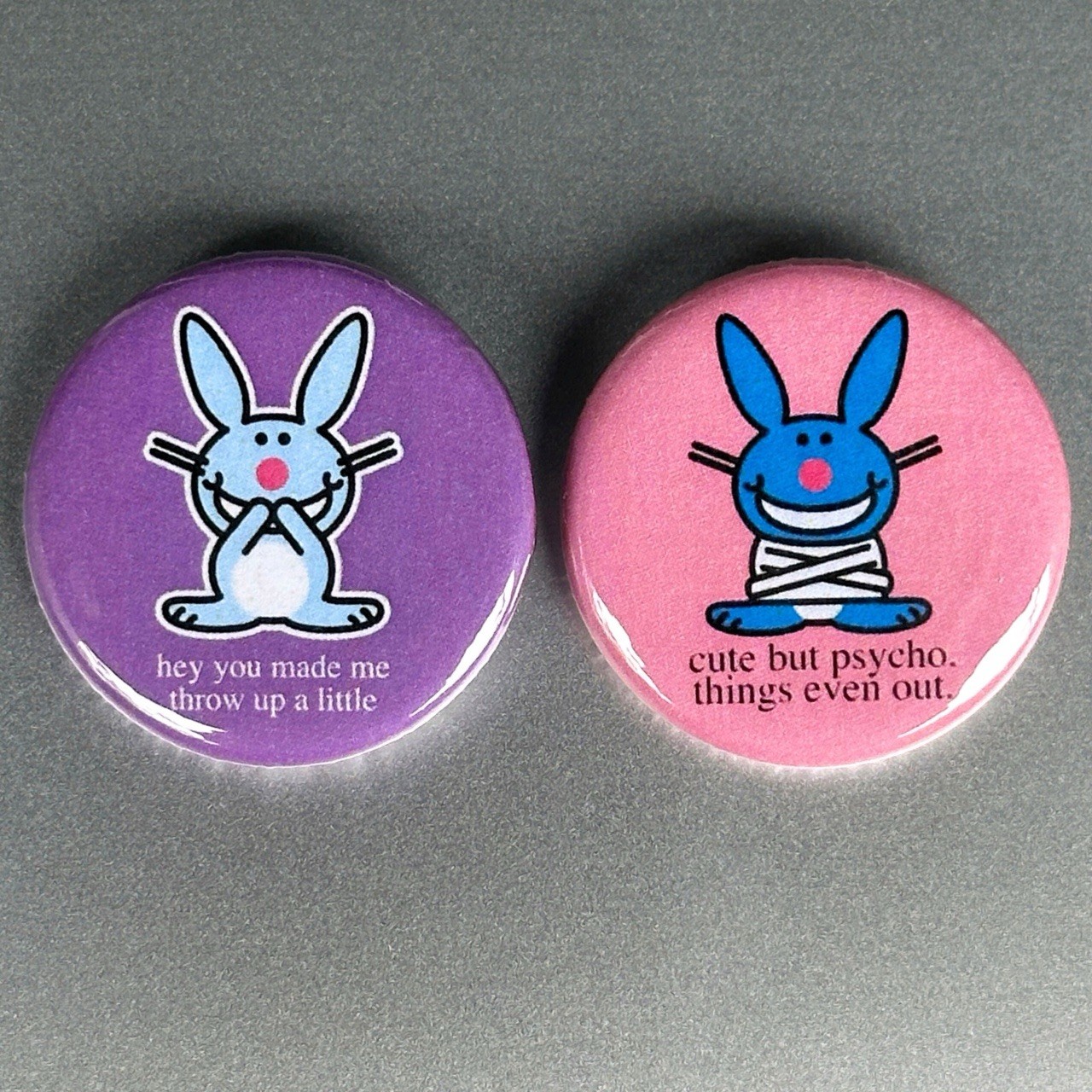 Happy Bunny Button Pin Set Y2K Scene 2000s Bag Accessories