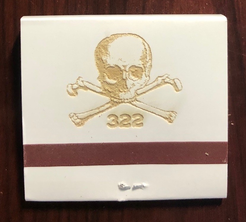 Yale Secret Society Skull & Bones #322 Fraternity Matchbook Yale Secret Society Skull & Bones #322 Fraternity Matchbook