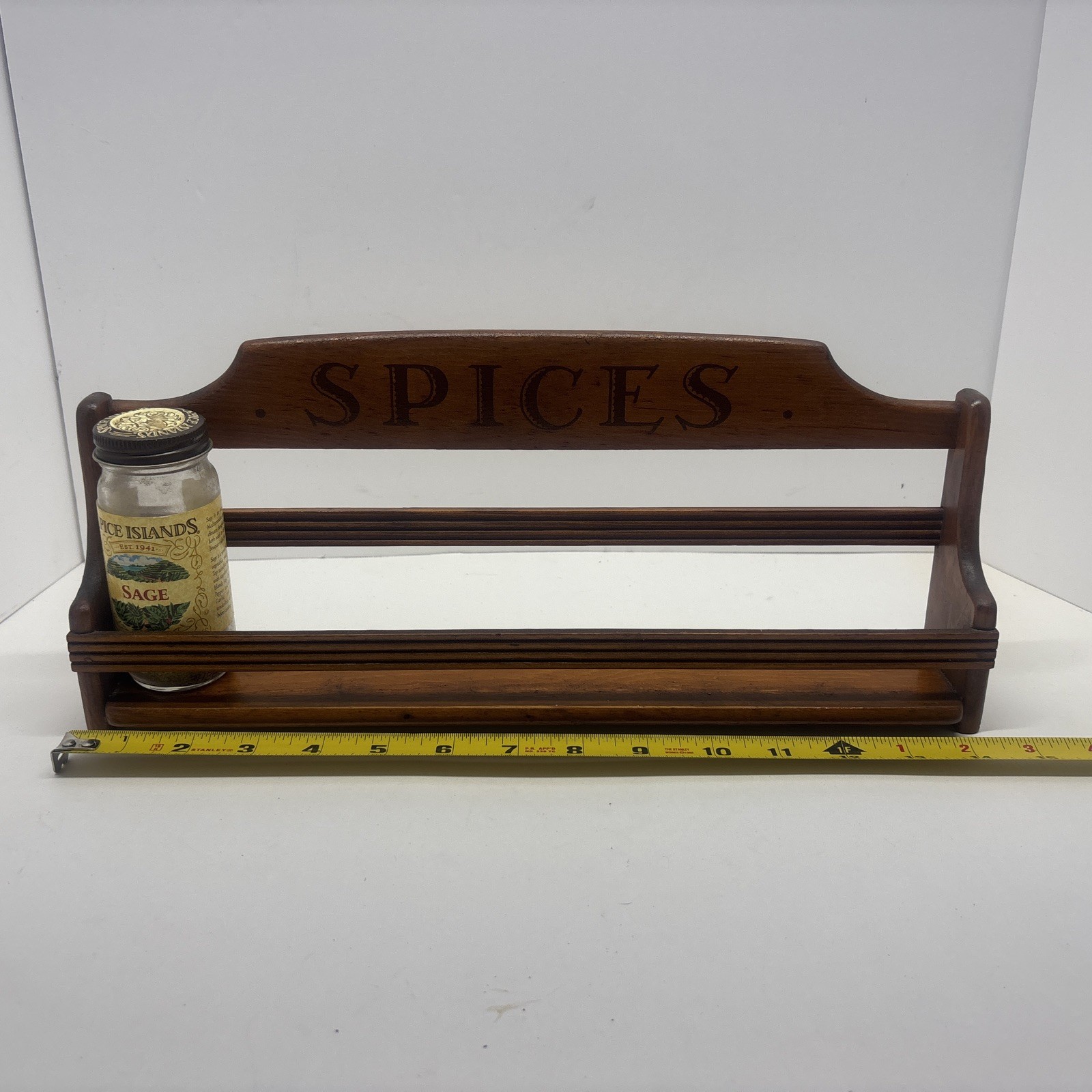 Vintage Wall Mounted Wooden Spice Apothecary Shelf single tier Spice Island rack Vintage Wall Mounted Wooden Spice Apothecary Shelf single tier Spice Island rack