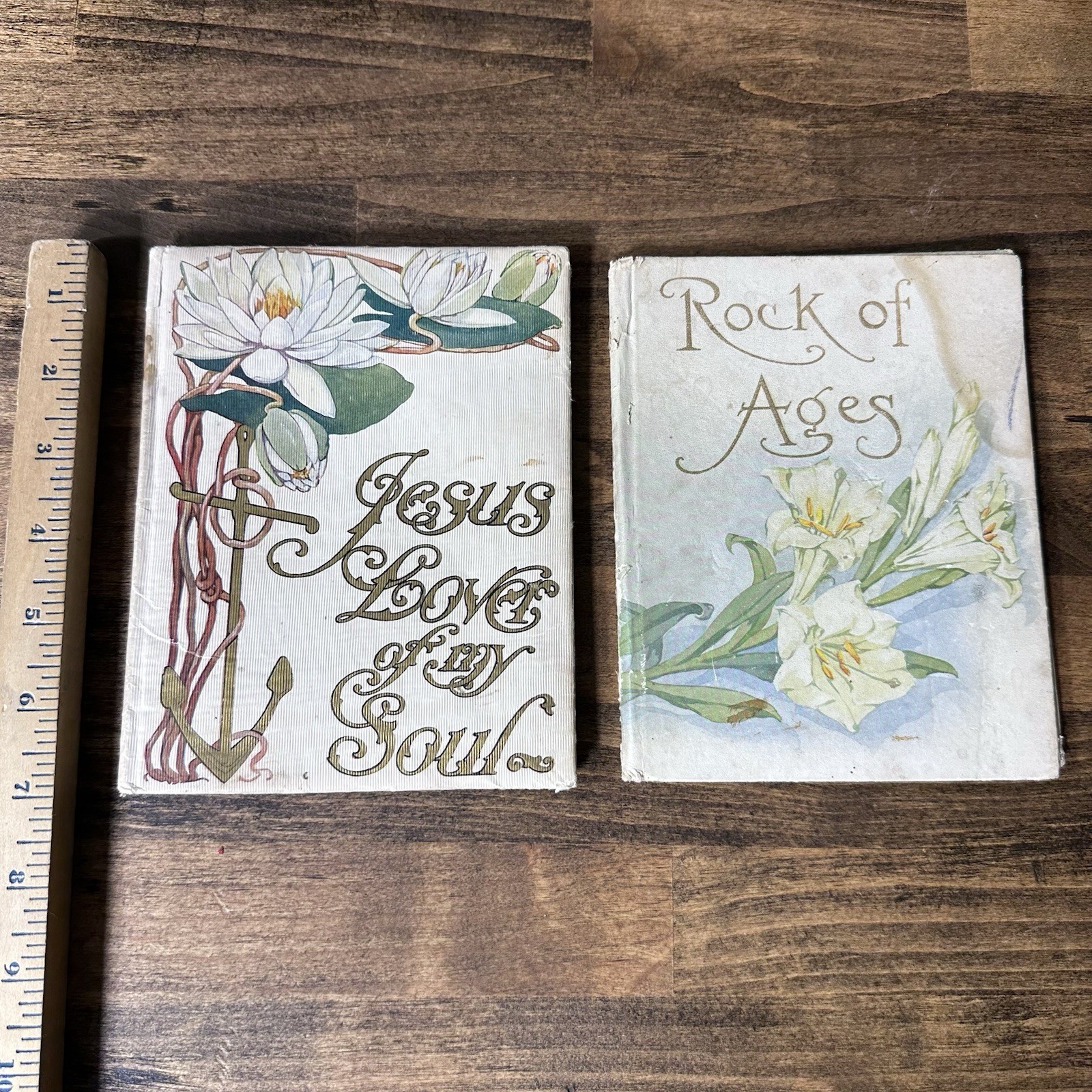 2 Antique 1909 Religious Books- Jesus Lover Of My Soul & Rock Of Ages