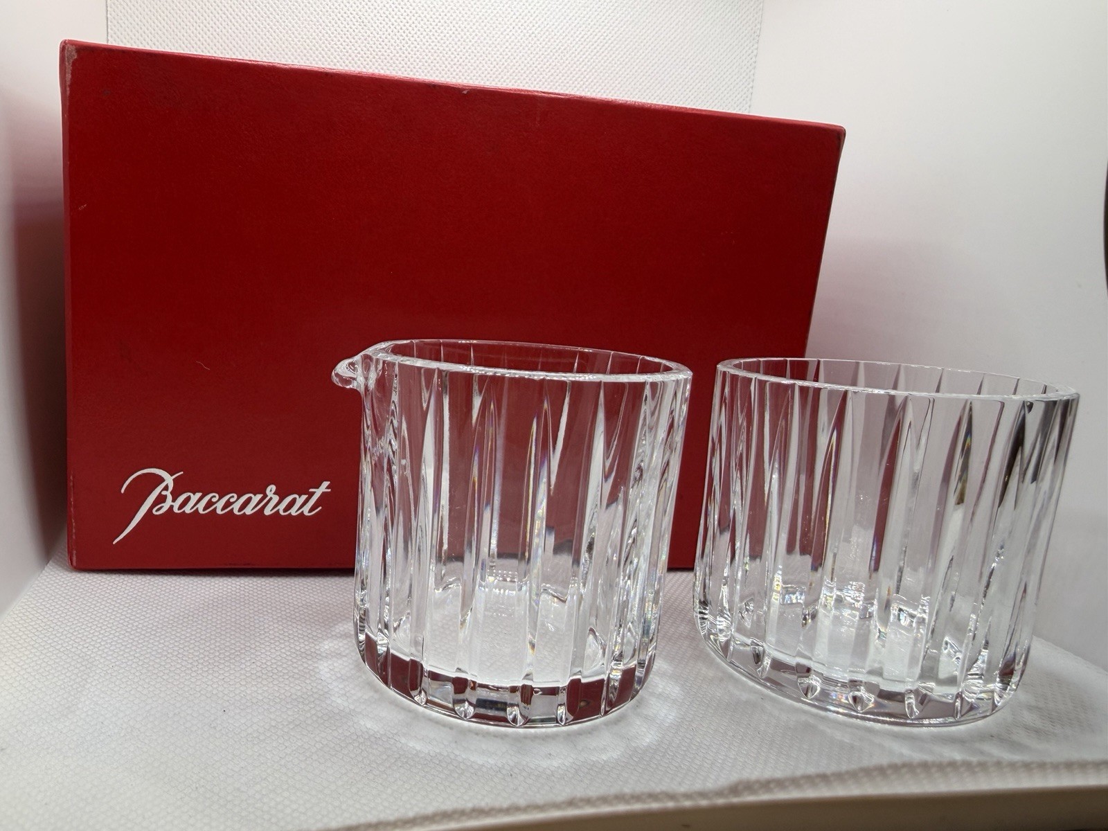 Baccarat Harmonie Crystal Sugar Bowl & Creamer Set Original BoxFrance