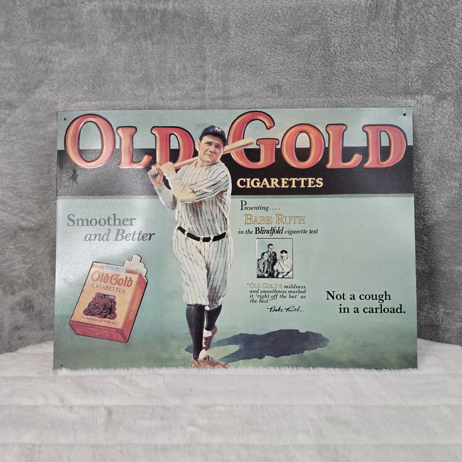 1991 Babe Ruth Old Gold Cigarettes Metal Tin Sign 12x16 - Reproduction