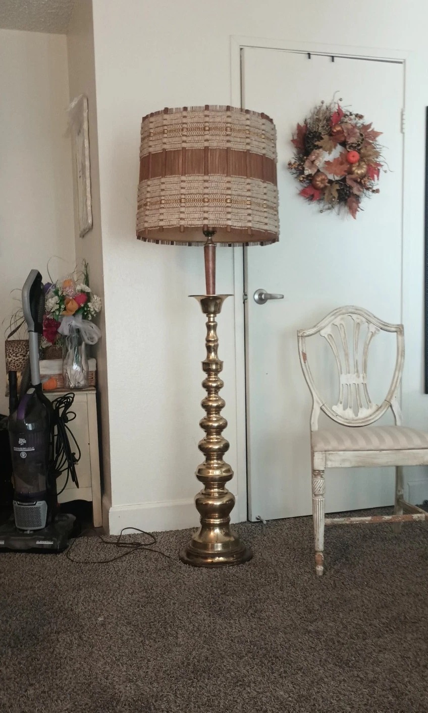 ✨ Maria Kipp Vintage Lampshade & Brass Floor Lamp ✨ Maria Kipp Vintage Lampshade & Brass Floor Lamp