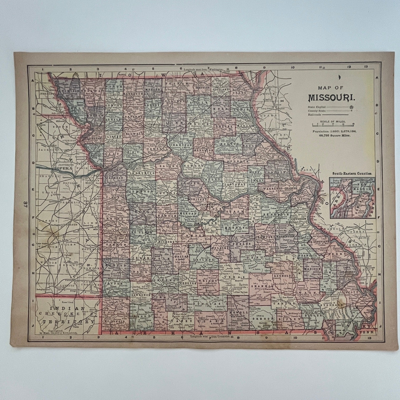 Map of Missouri and Iowa 1894 Map SV1-6