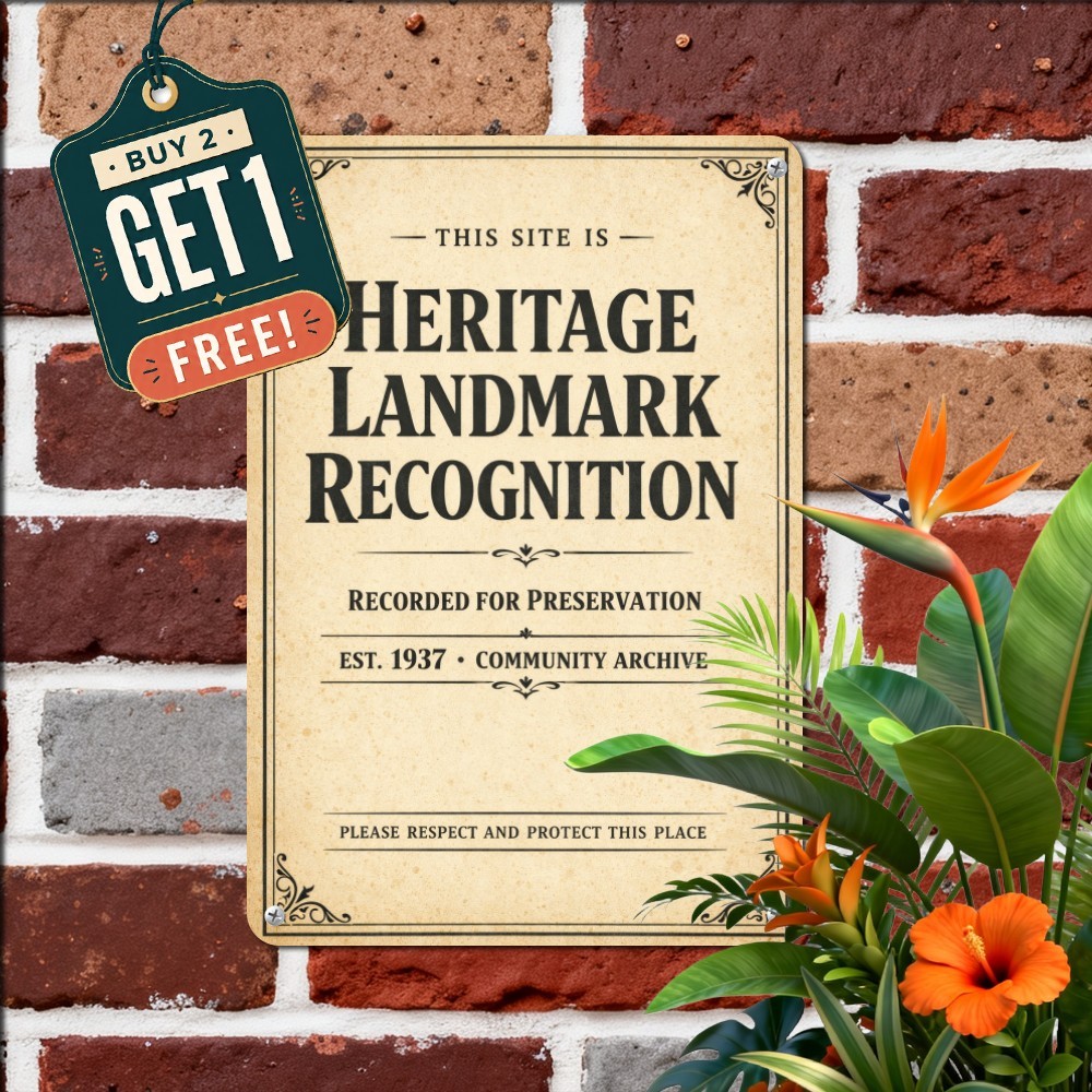 Historic Places Landmark Heritage Plaque Retro Metal Tin Sign Decor 8x12 In