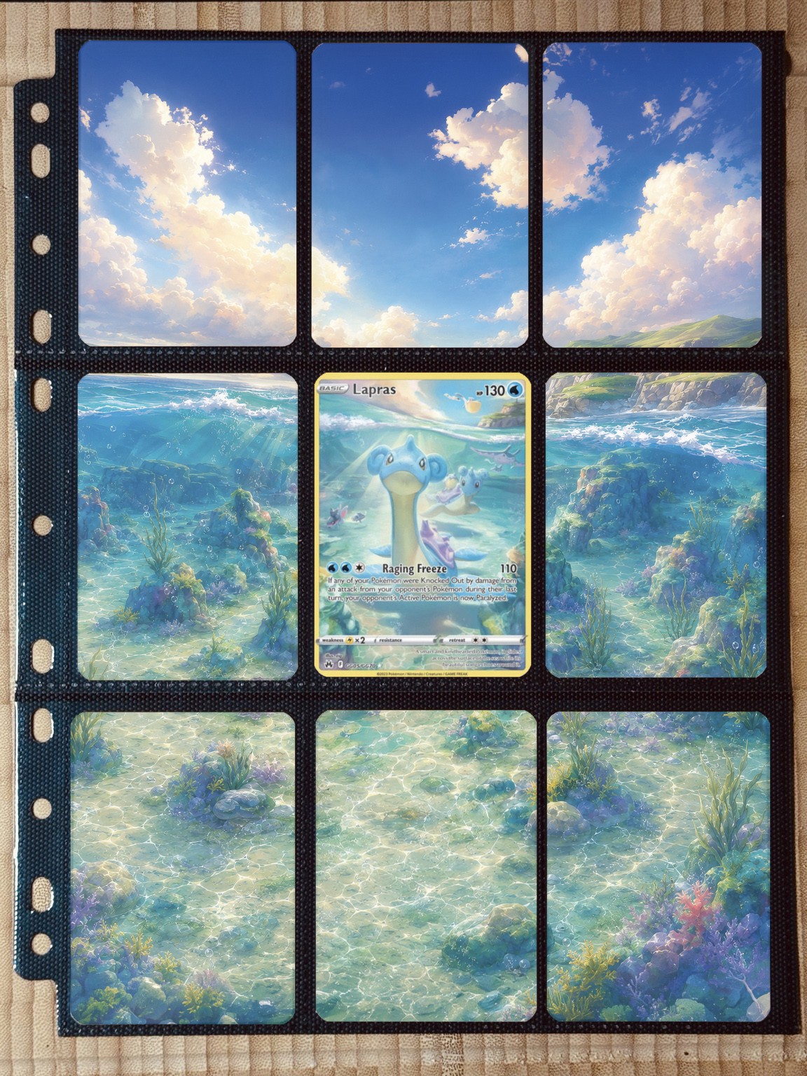 Pokémon Lapras GG05/GG70 Crown Zenith Extended Art Binder Insert 3x3 9-Pocket