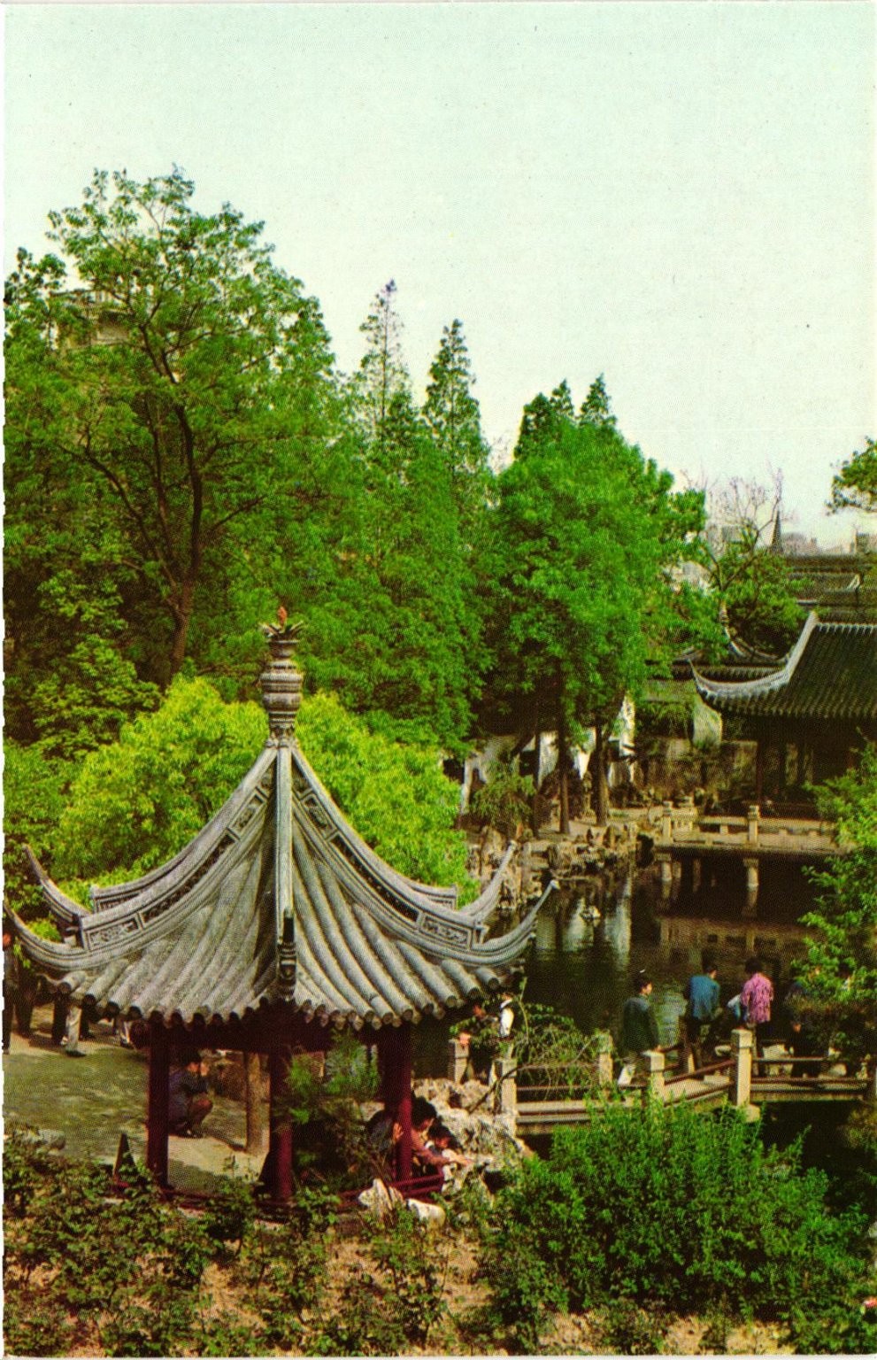 Vintage Shanghai Yu Garden Hall of Nine Lions Chinese Pagoda Postcard China Vintage Shanghai Yu Garden Hall of Nine Lions Chinese Pagoda Postcard China
