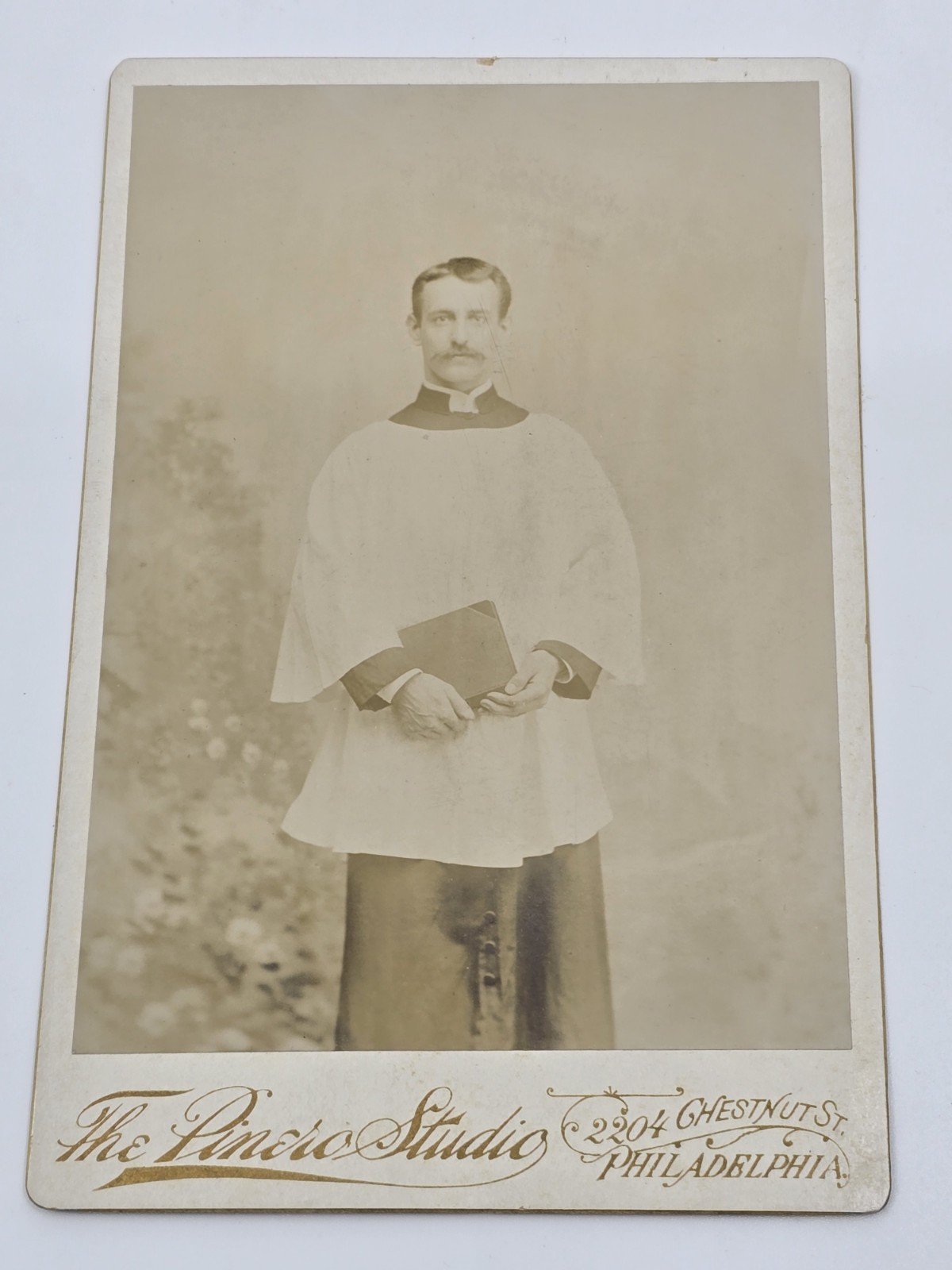 Antique 1895-1899 PRIEST Pinero Studio Cabinet Card Photograph Philadelphia PA Antique 1895-1899 PRIEST Pinero Studio Cabinet Card Photograph Philadelphia PA