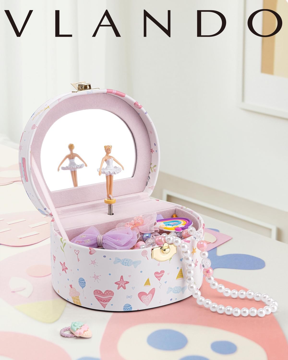 VLANDO Musical Jewelry Box for Girls - Valentines Day Gifts for Daughter Kids VLANDO Musical Jewelry Box for Girls - Valentines Day Gifts for Daughter Kids