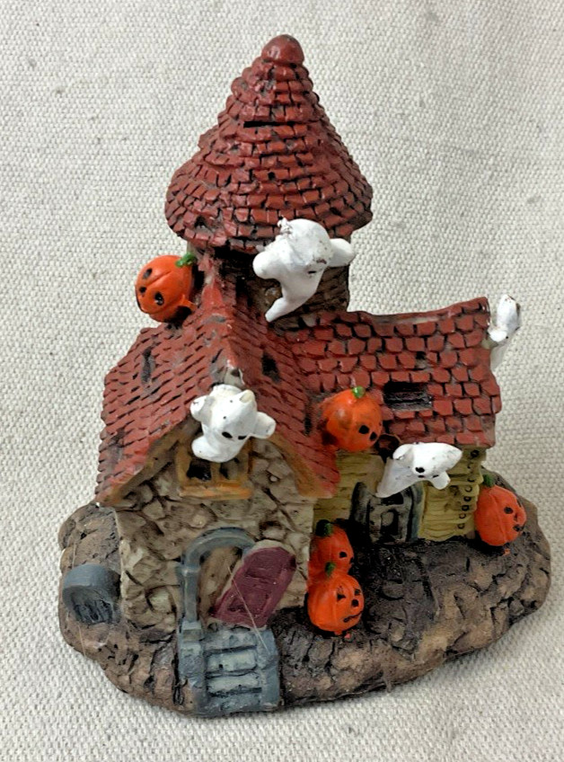 Vintage K's Collection Resin Figurine Halloween Haunted House Ghosts & Pumpkins