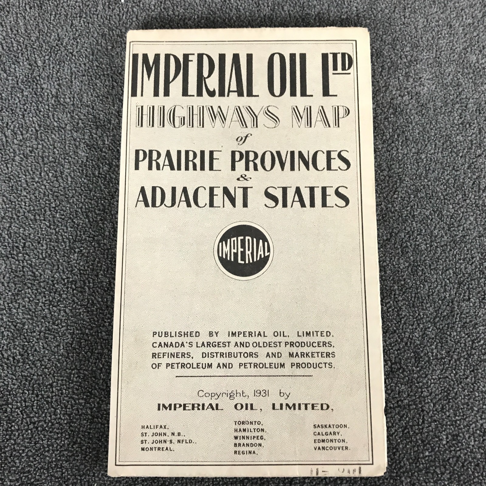1931 Imperial Oil Highway Road Map Prairie Provinces & Adjacent States Canada 1931 Imperial Oil Highway Road Map Prairie Provinces & Adjacent States Canada