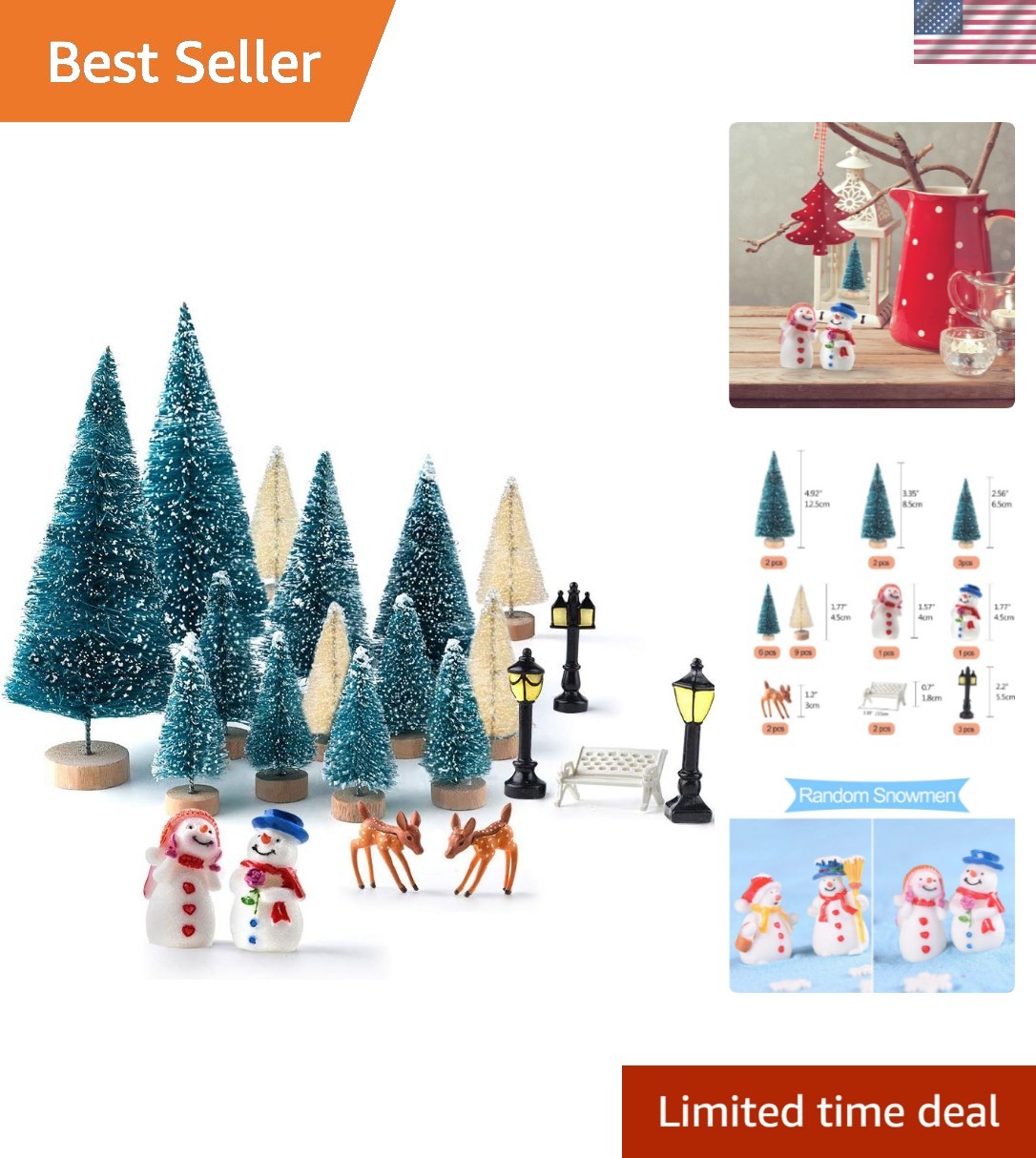 31Pcs Mini Christmas Trees Bottle Brush Trees