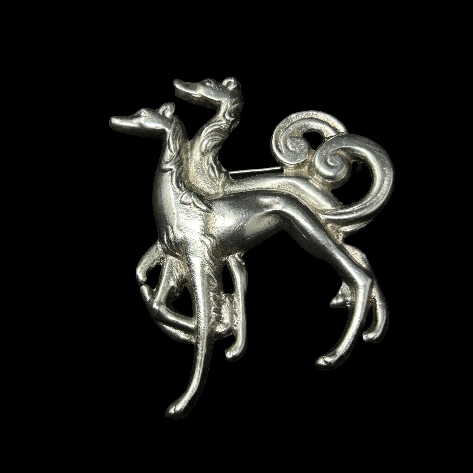 Vintage Art Deco Mexico Sterling Silver Pietro Regal Greyhound Dog Pin Brooch