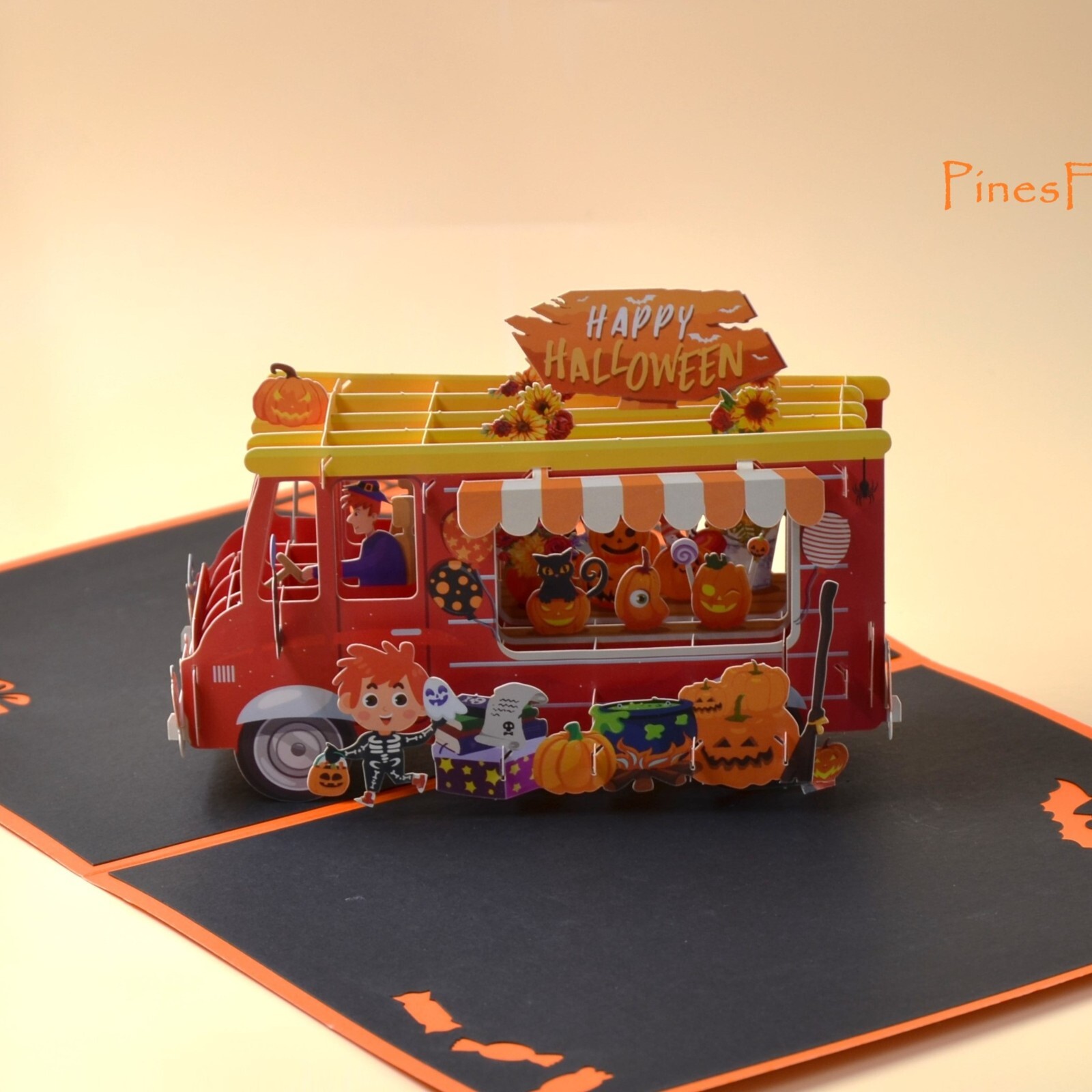 D02-Happy Halloween 3D Pop-Up Card - Spooky Halloween Pumpkin Car D02-Happy Halloween 3D Pop-Up Card - Spooky Halloween Pumpkin Car