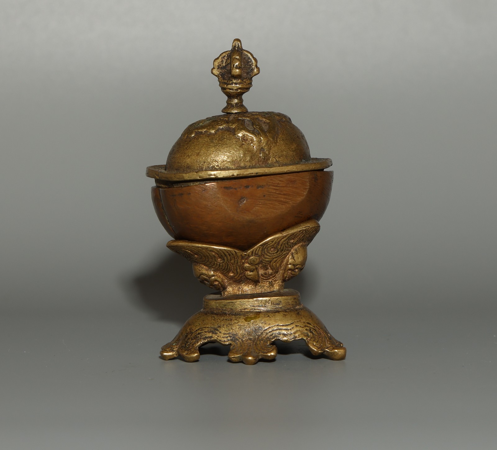 Real Tibet 19th Century Old Antique Buddhist Alloy Copper Kapala Offering Bowl