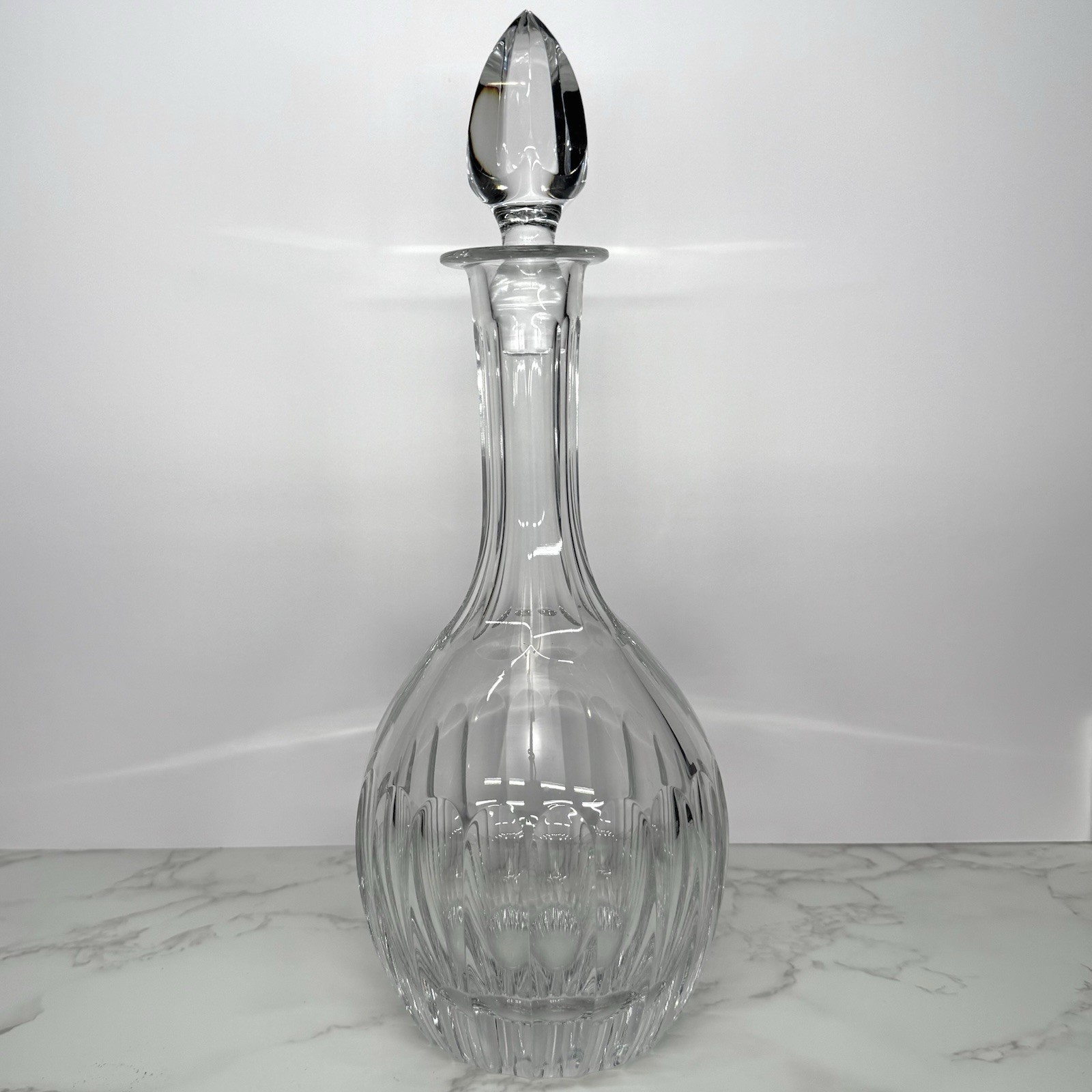  Vintage Towle Riviera Crystal Decanter with Stopper Signed Poland 1980s Heavy