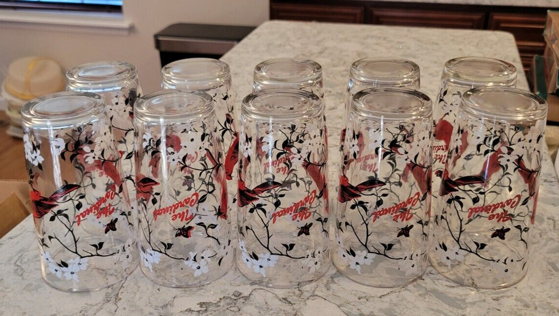 New Vintage Cardinal Bird Dogwood Tree Glass Glasses 5 New Vintage Cardinal Bird Dogwood Tree Glass Glasses 5