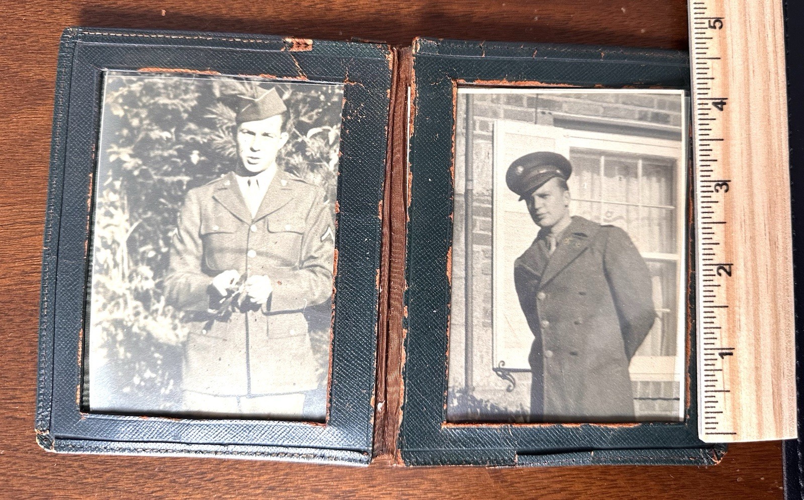 WWII US Army Soldier Photos Pair Folding Case Military Portrait c1940s Original WWII US Army Soldier Photos Pair Folding Case Military Portrait c1940s Original