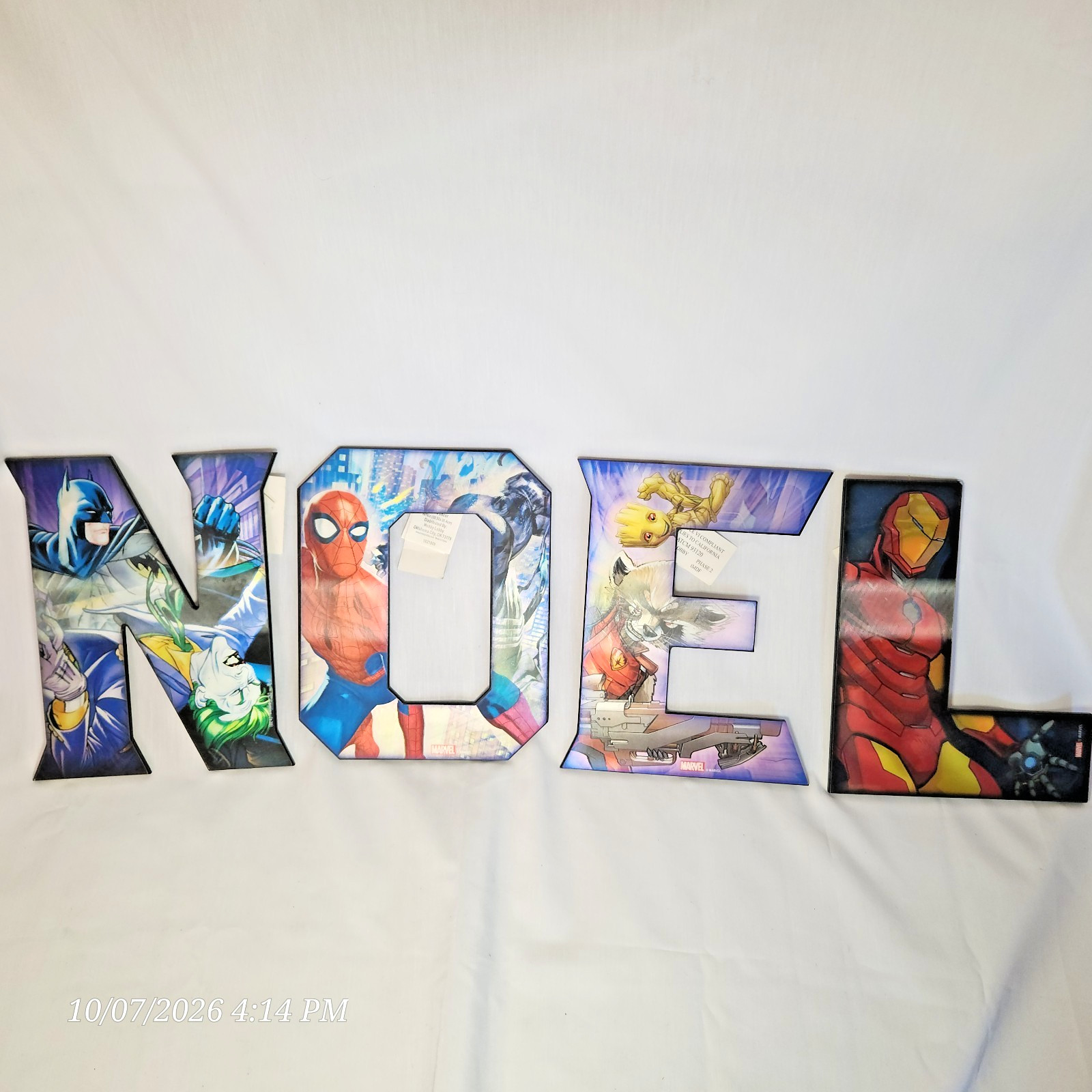 Marvel DC Superhero Christmas Holographic Wall Hanging Letters NOEL, LEON, LENO Marvel DC Superhero Christmas Holographic Wall Hanging Letters NOEL, LEON, LENO