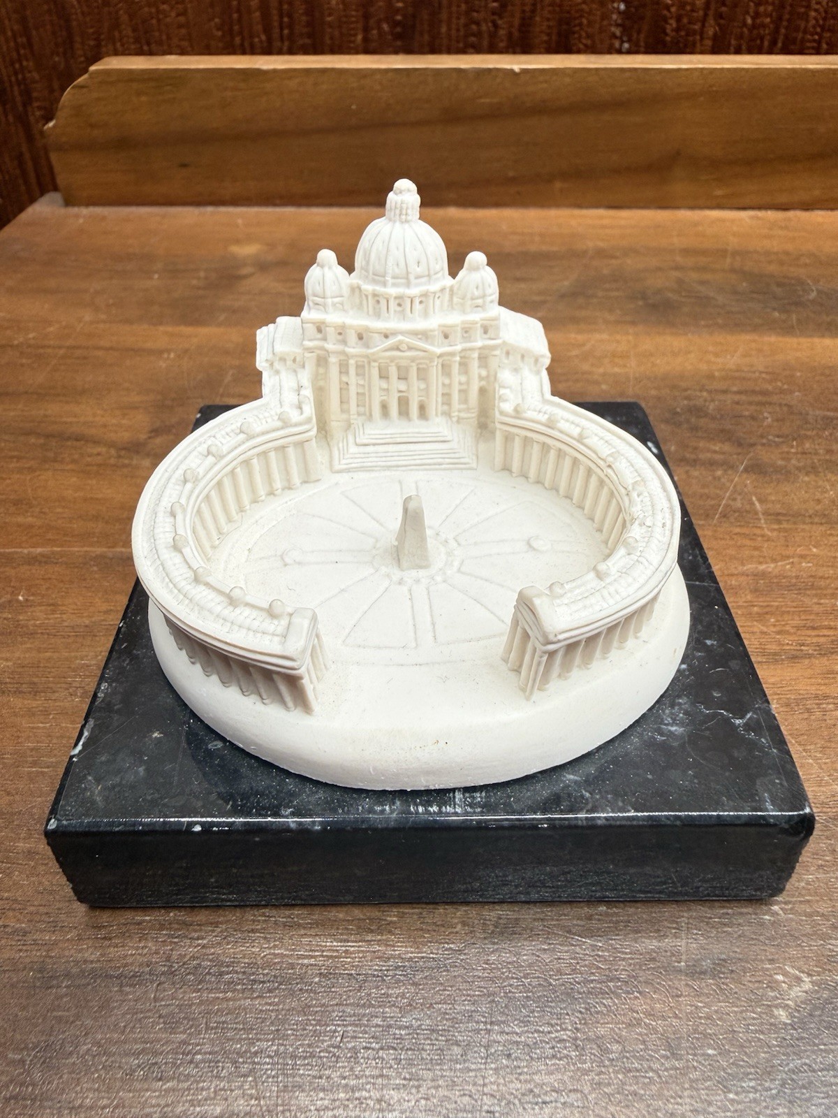 Vintage Vatican City St Peter’s Square Basilica Miniature Marble Base