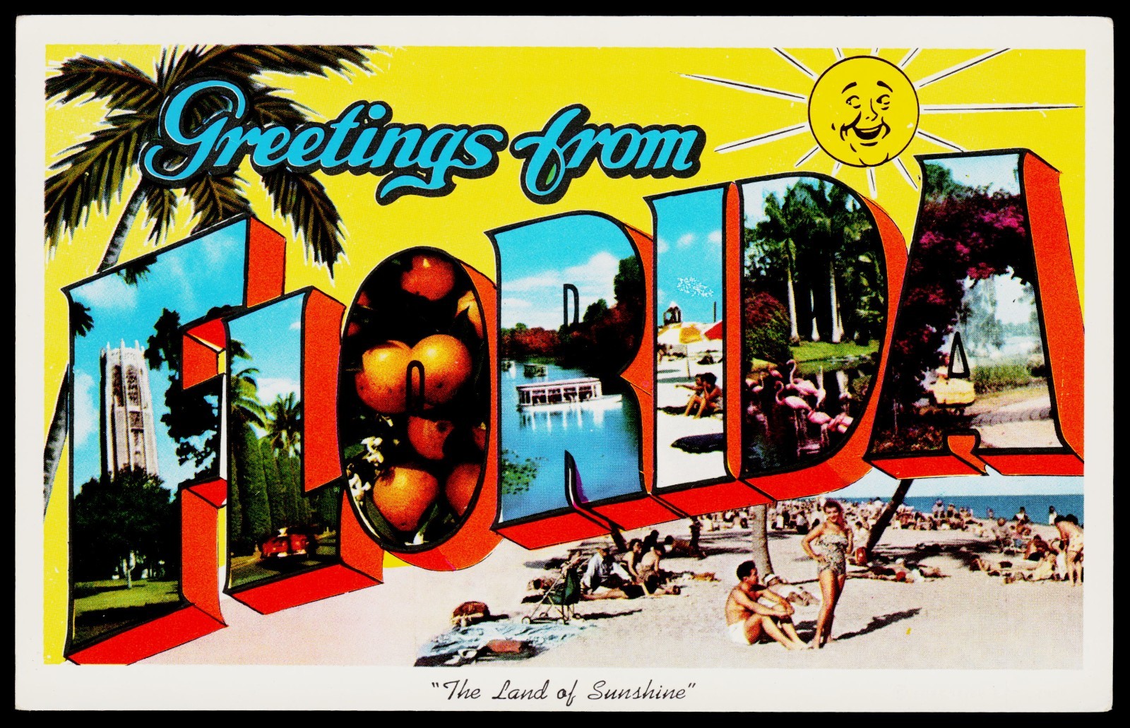 Greetings from Florida - Large Letter Vintage Postcard - The Land of Sunshine Greetings from Florida - Large Letter Vintage Postcard - The Land of Sunshine