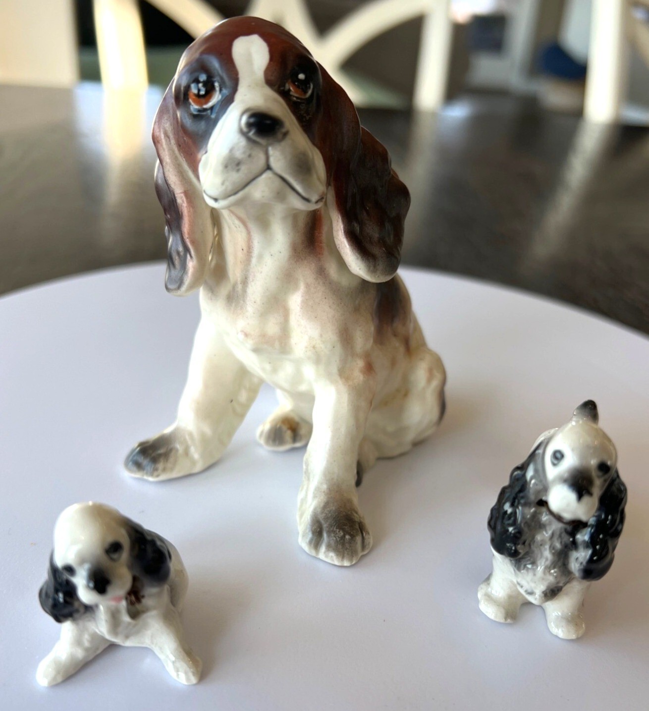 Lefton Springer Spaniel Figurine Porcelain Lot of 3 Miniature Vintage Dog Animal Lefton Springer Spaniel Figurine Porcelain Lot of 3 Miniature Vintage Dog Animal