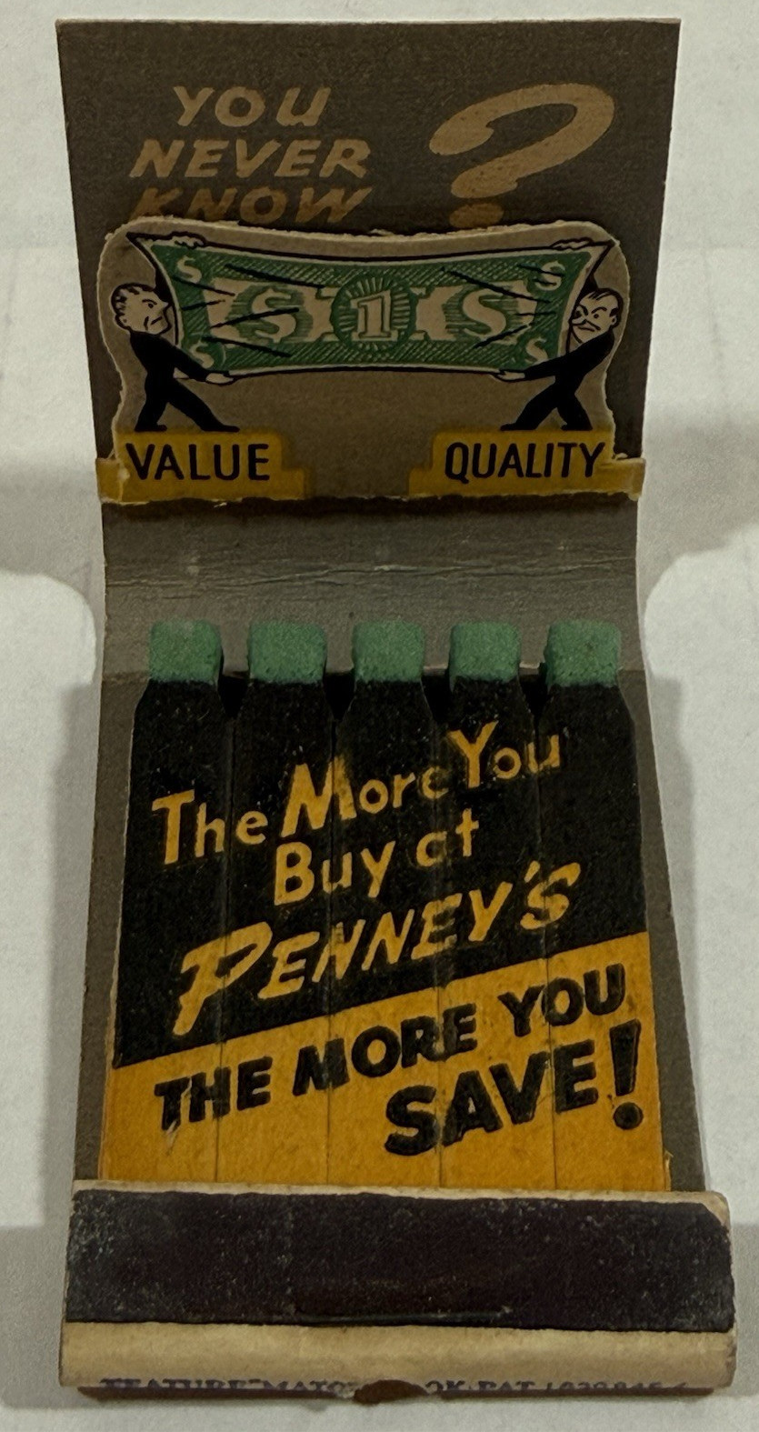 1940s Penney's Best Buy War Stamps Feature Matchbook Unstruck WW2 RARE 1940s Penney's Best Buy War Stamps Feature Matchbook Unstruck WW2 RARE