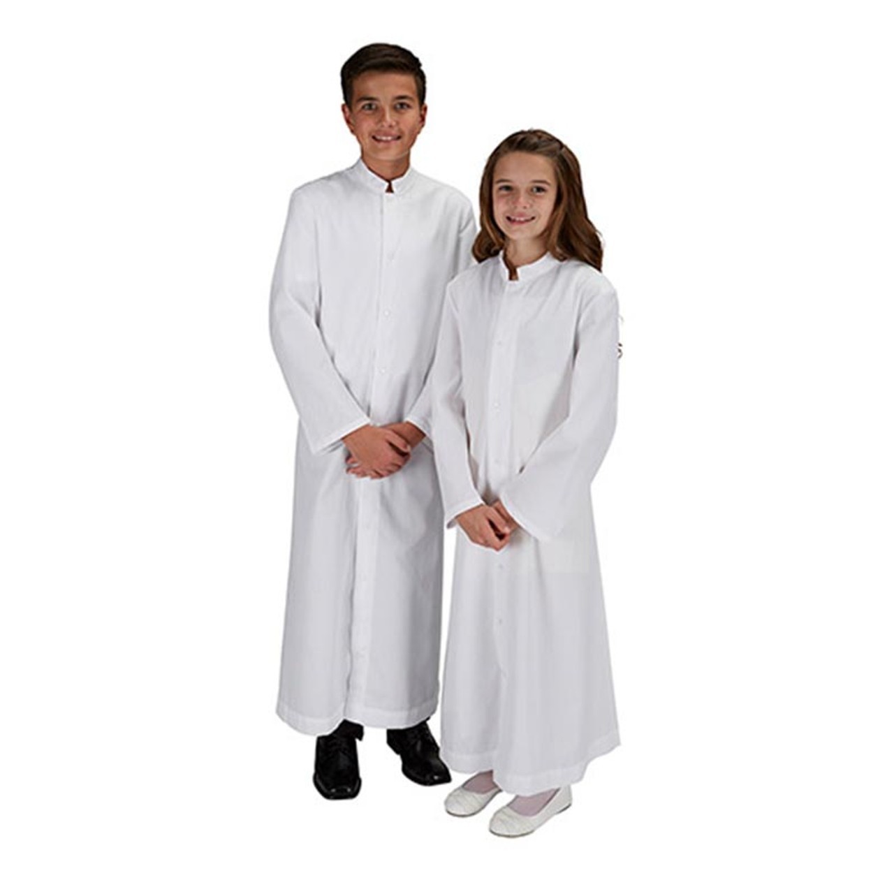 Altar Server Cassock White, Size 9\'\' Polyester & Cotton Fabric Church Vestment