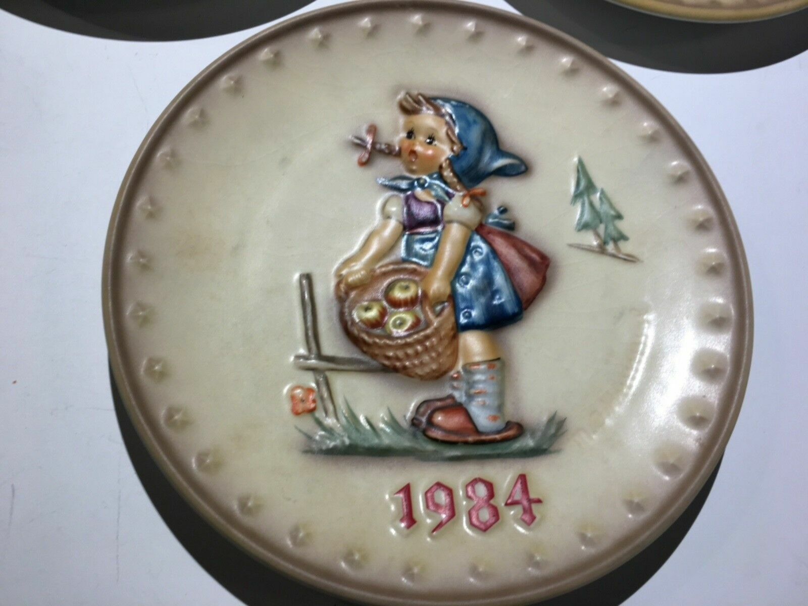 Vintage Goebel M.J. Hummel Girl Basket Apples Plate W Germany HandPainted 