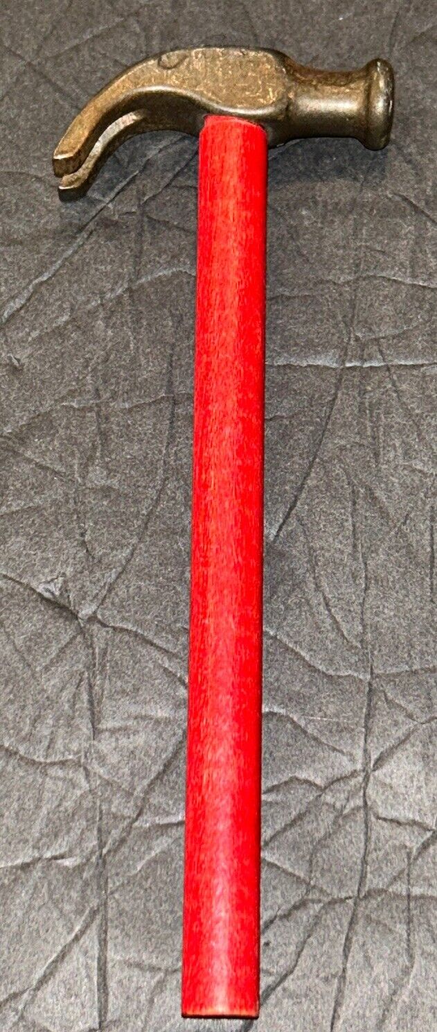 VTG Mini Red Wood Handle Salesman Sample Tack Claw Hammer Tool Toy