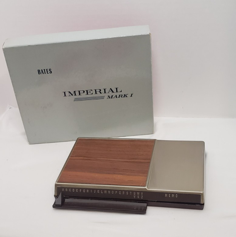 Vintage Imperial Mark 1 Bates Walnut/Brass List Finder Address Book, Phone #\'s