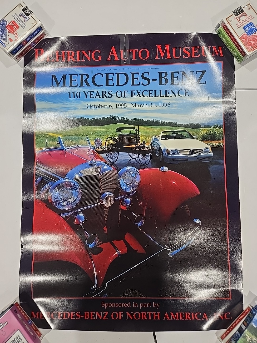 VINTAGE 1995 POSTER BEHRING AUTO MUSEUM MERCEDES-BENZ 110 YEARS EXHIBIT 18x24
