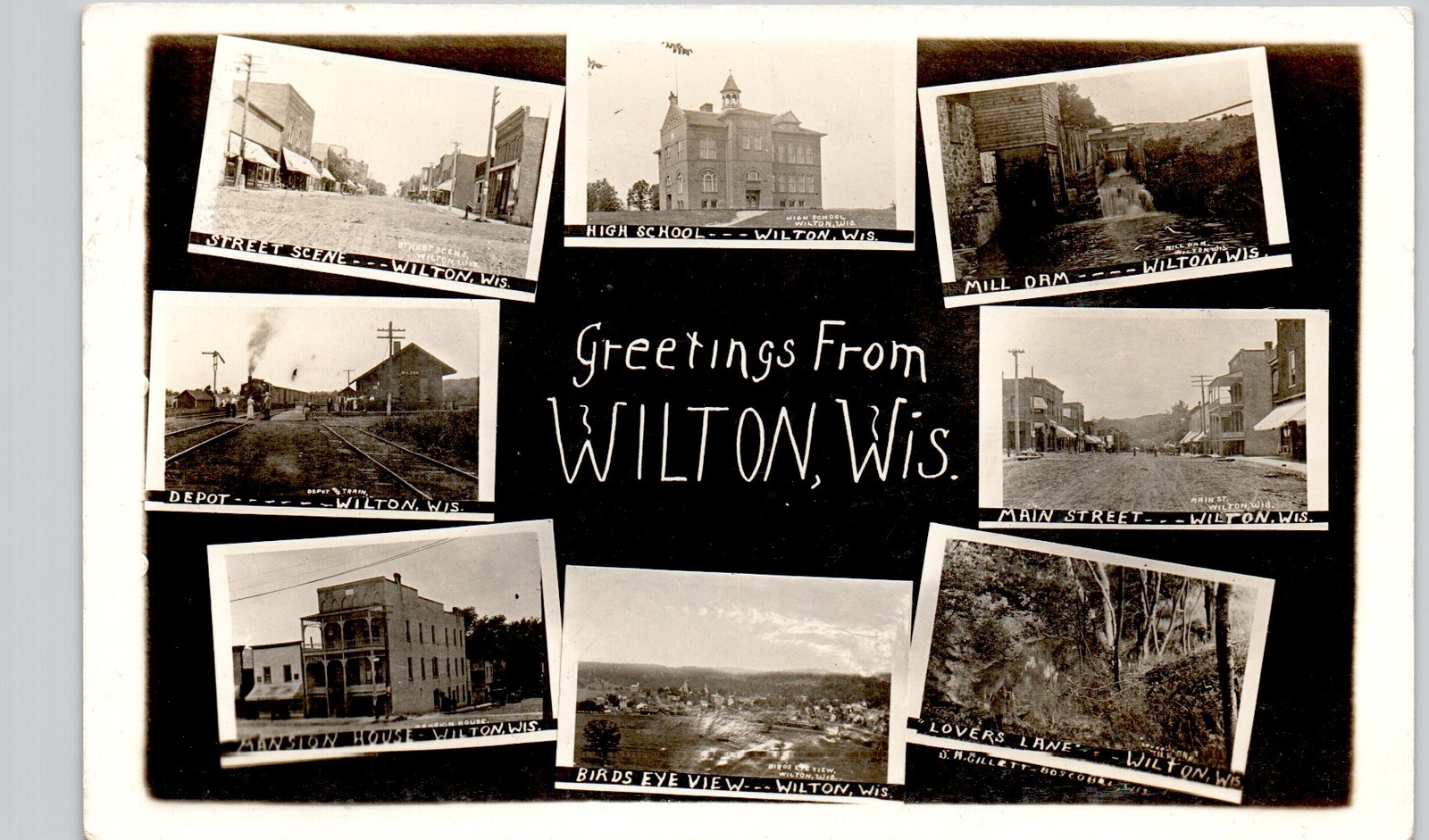 GREETINGS FROM... wilton wi c1910 postcard wisconsin real photo rppc multiview