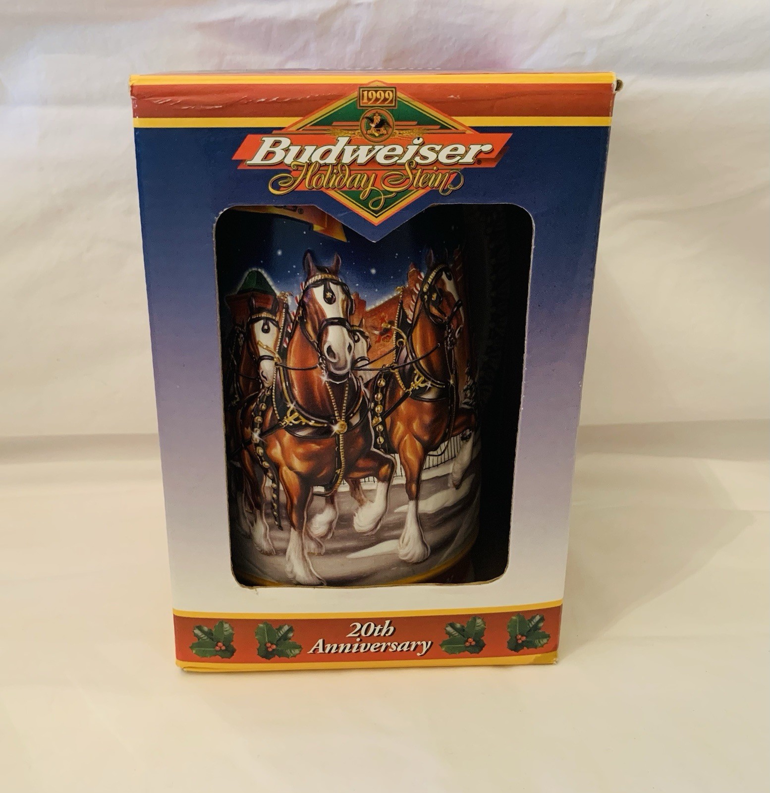 1999 Budweiser Holiday Stein Clydesdales A Centrury of Tradition w/ Box COA NOS