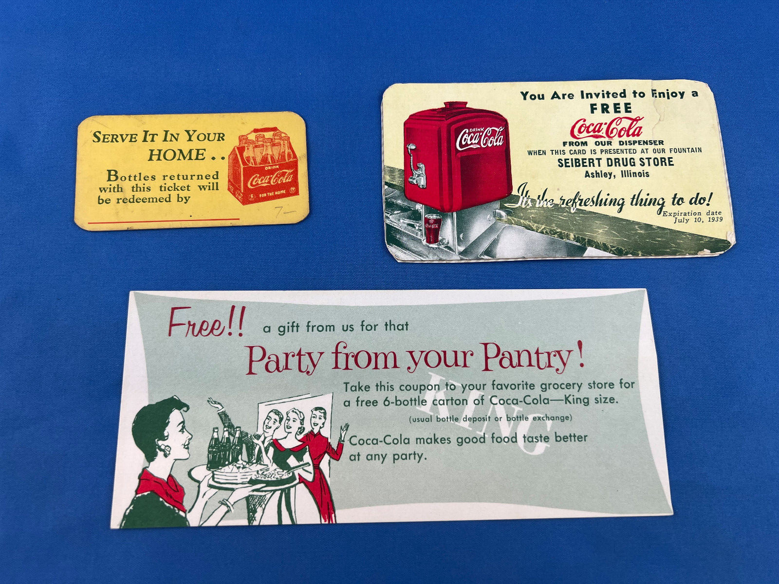 3 Vintage Coc-Cola Coupons ~ Original Advertising ~  ~