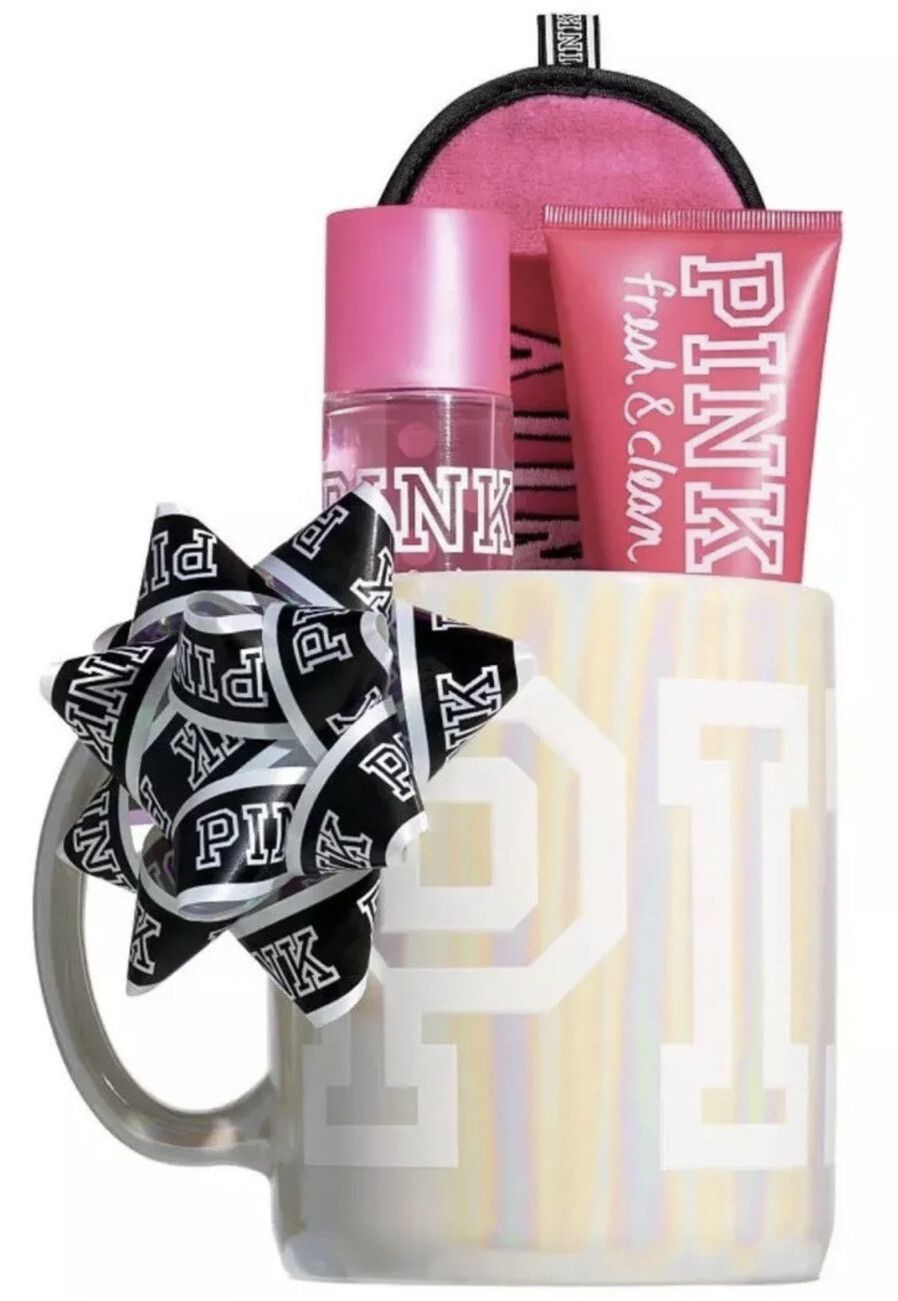 Victoria\'s Secret PINK Fresh & Clean Mug Gift Set HUGE Mug Mist Lotion Mask