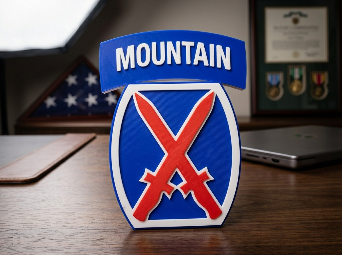 US Army 10th Mountain Division Wall Shelf 3D Sign Military Decor US Army 10th Mountain Division Wall Shelf 3D Sign Military Decor
