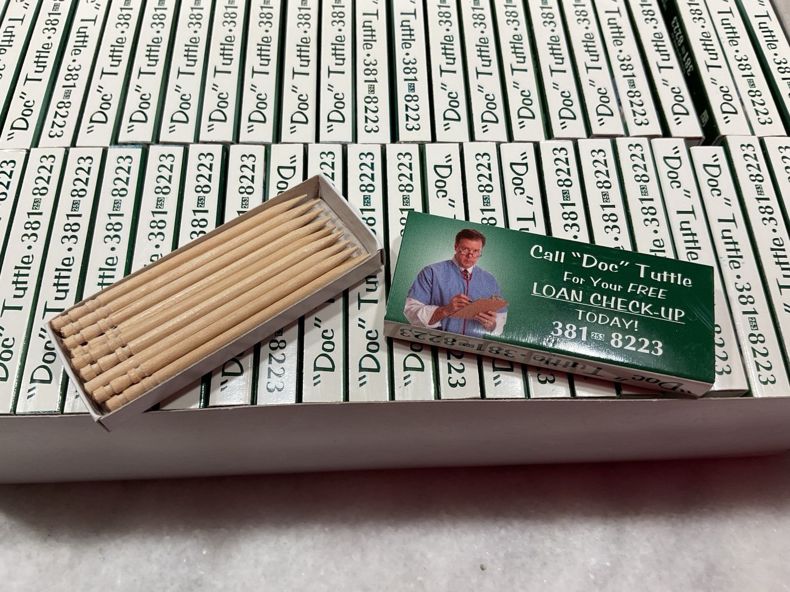 Vintage Advertising Turned Wooden Tooth Picks 1 Case