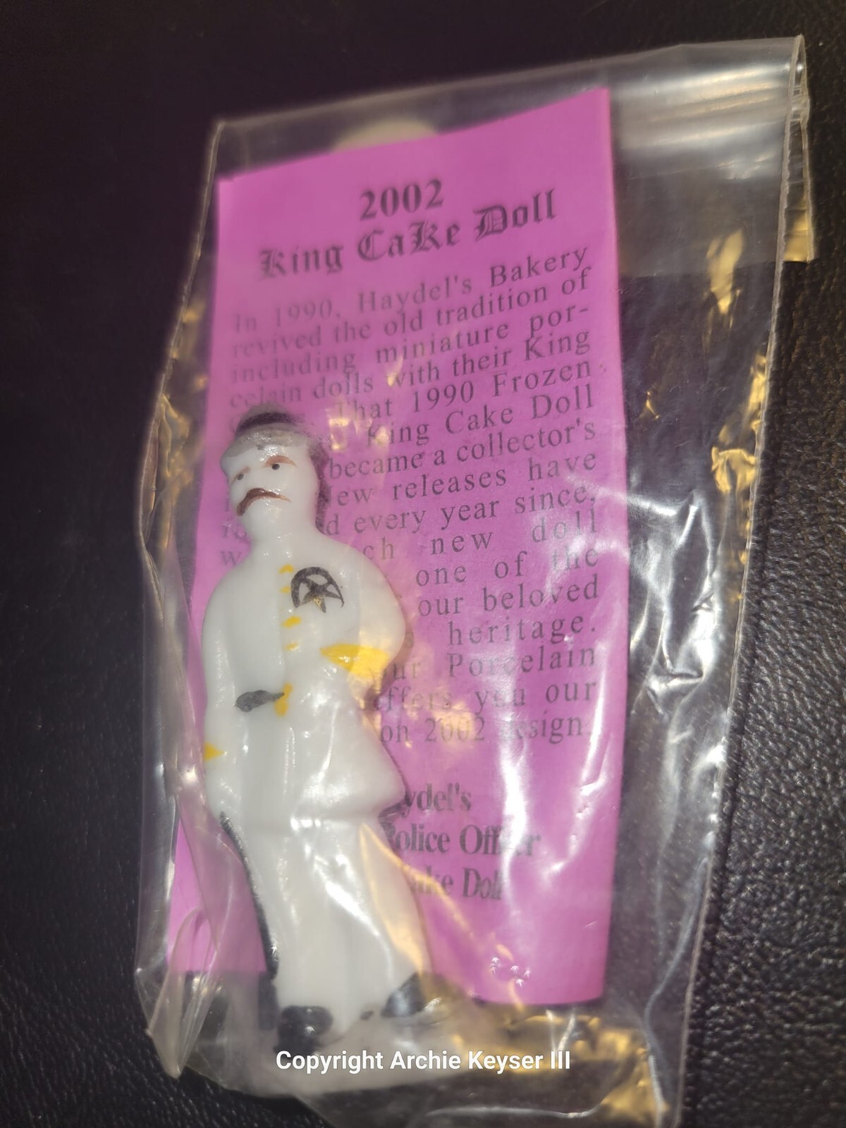 2002 Haydel\'s bakery Policeman King Cake Baby babies Mardi Gras New Orleans